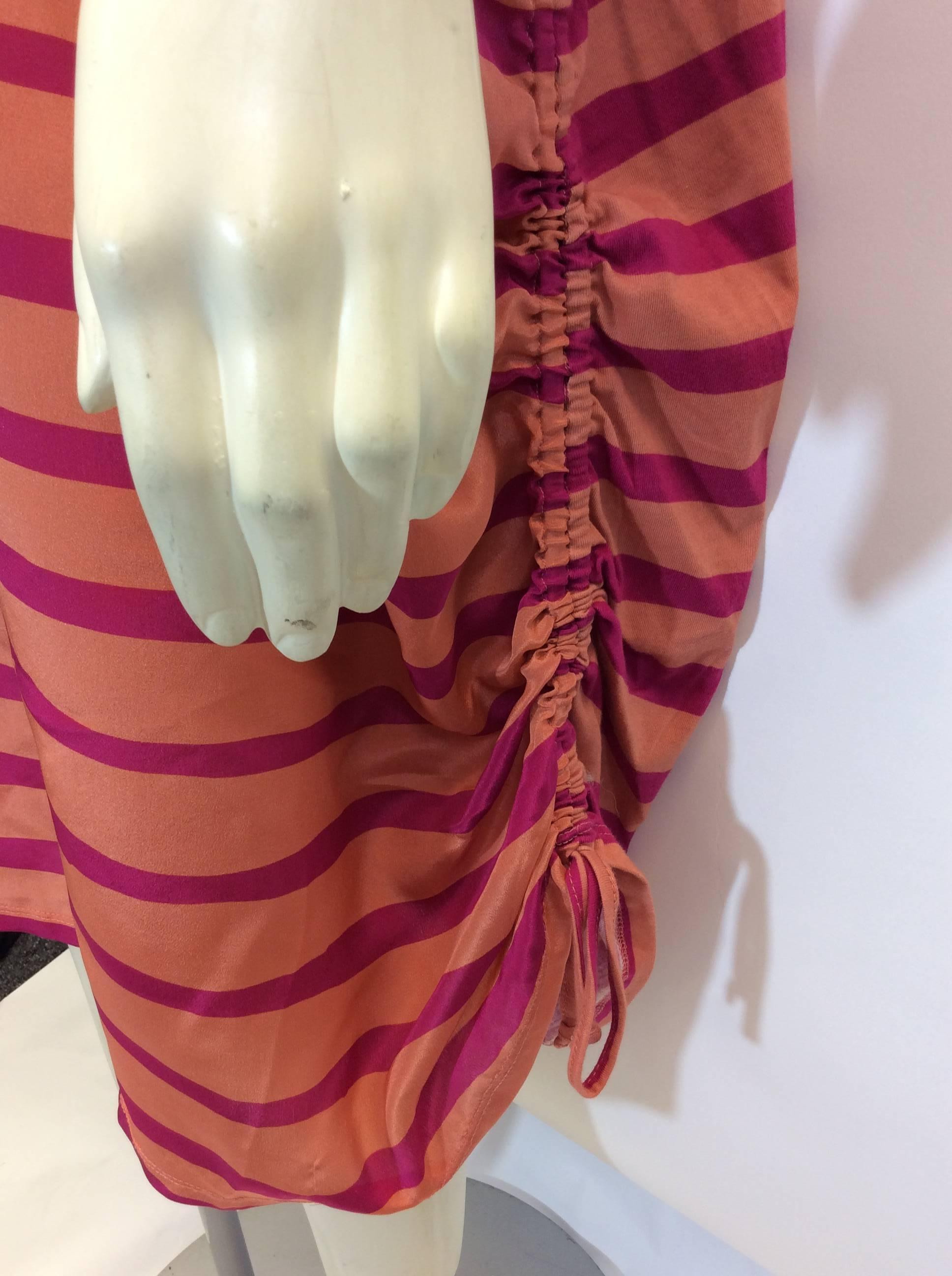 Sonia By Sonia Rykiel Coral Pink Stripe Silk Tunic For Sale 1