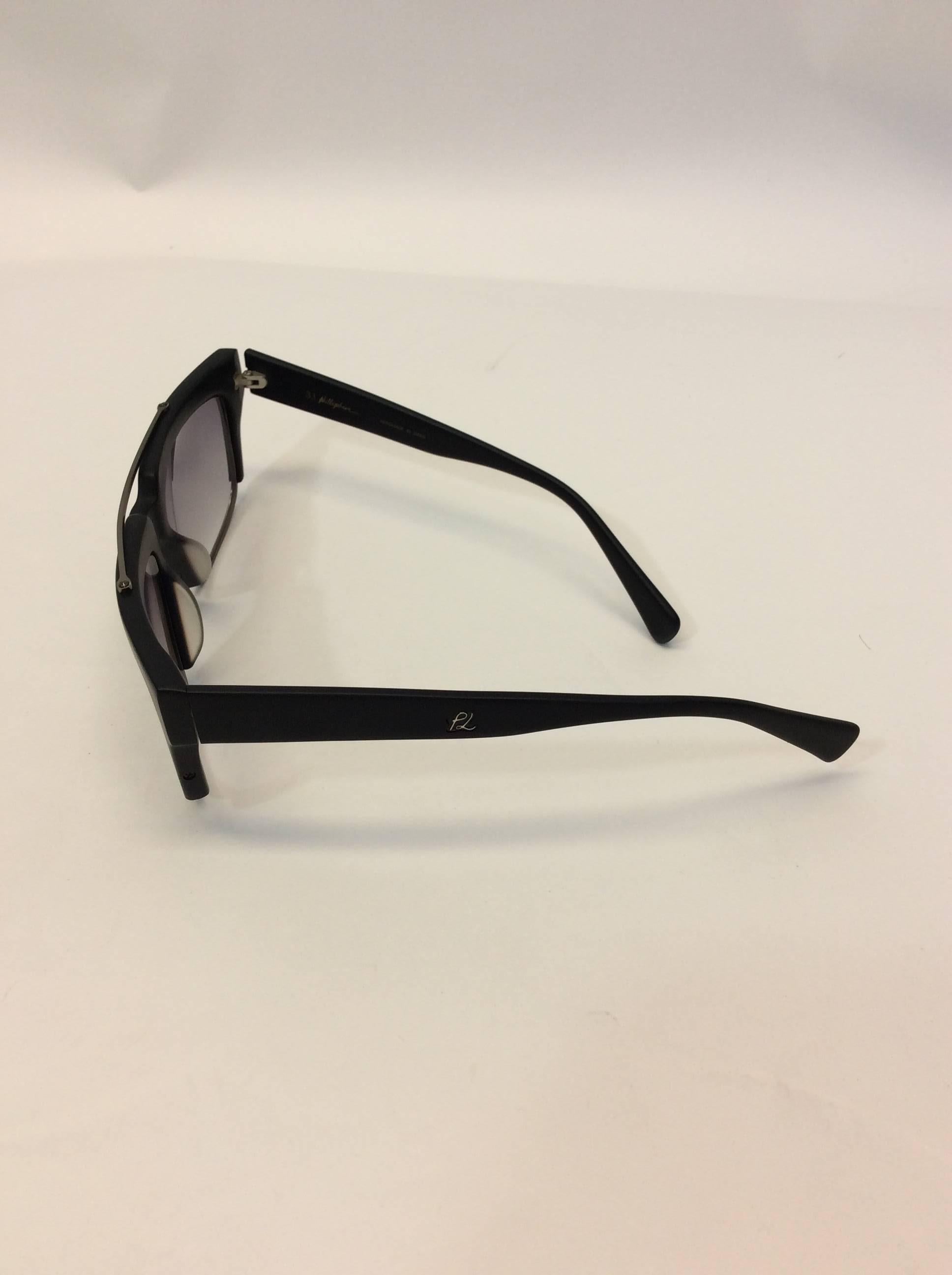 Phillip Lim Donahoue Mod Black Square Sunglasses In Excellent Condition For Sale In Narberth, PA