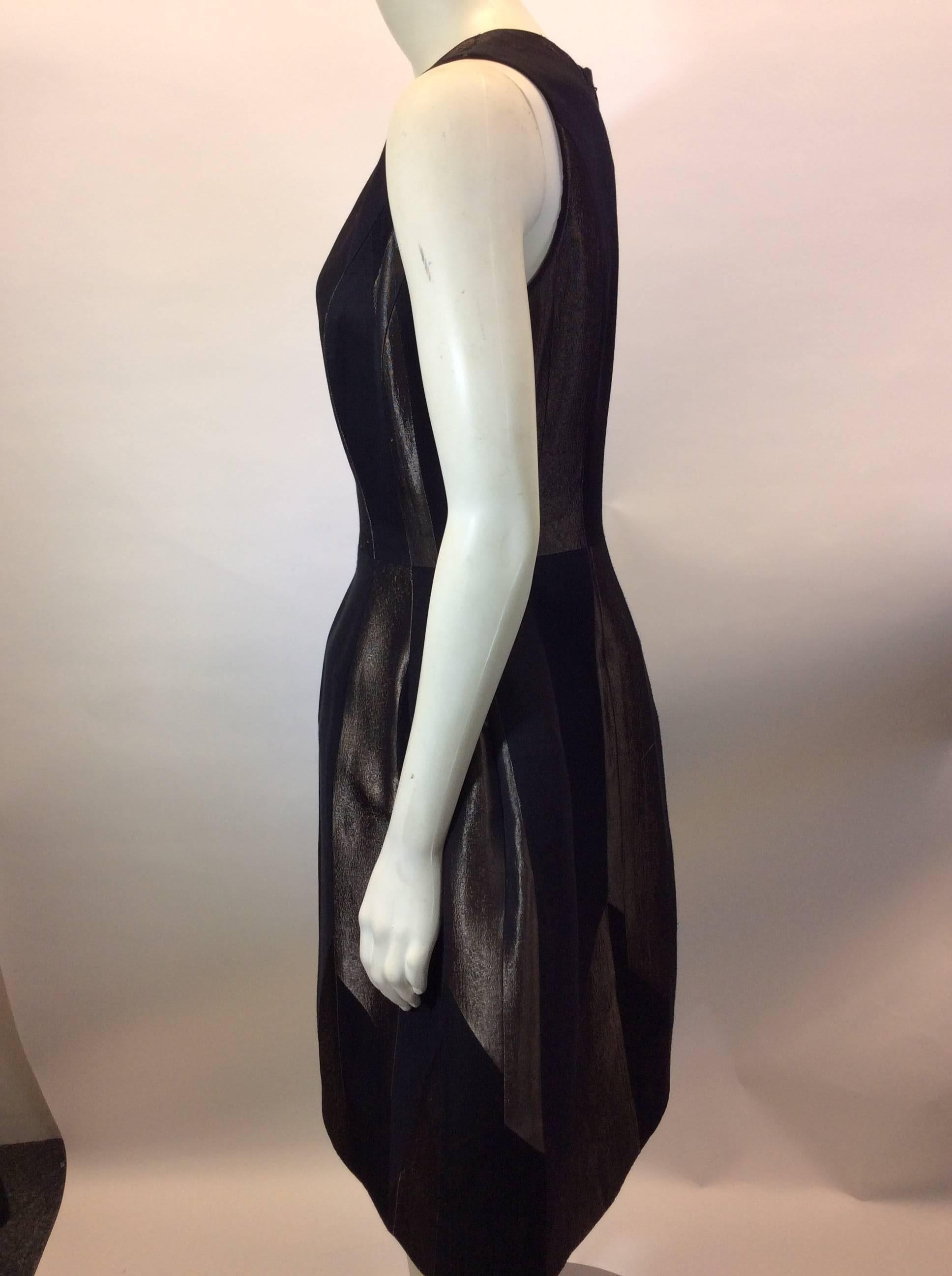 Prabal Gurung Black and Gold Metallic Geometric Dress In Excellent Condition For Sale In Narberth, PA