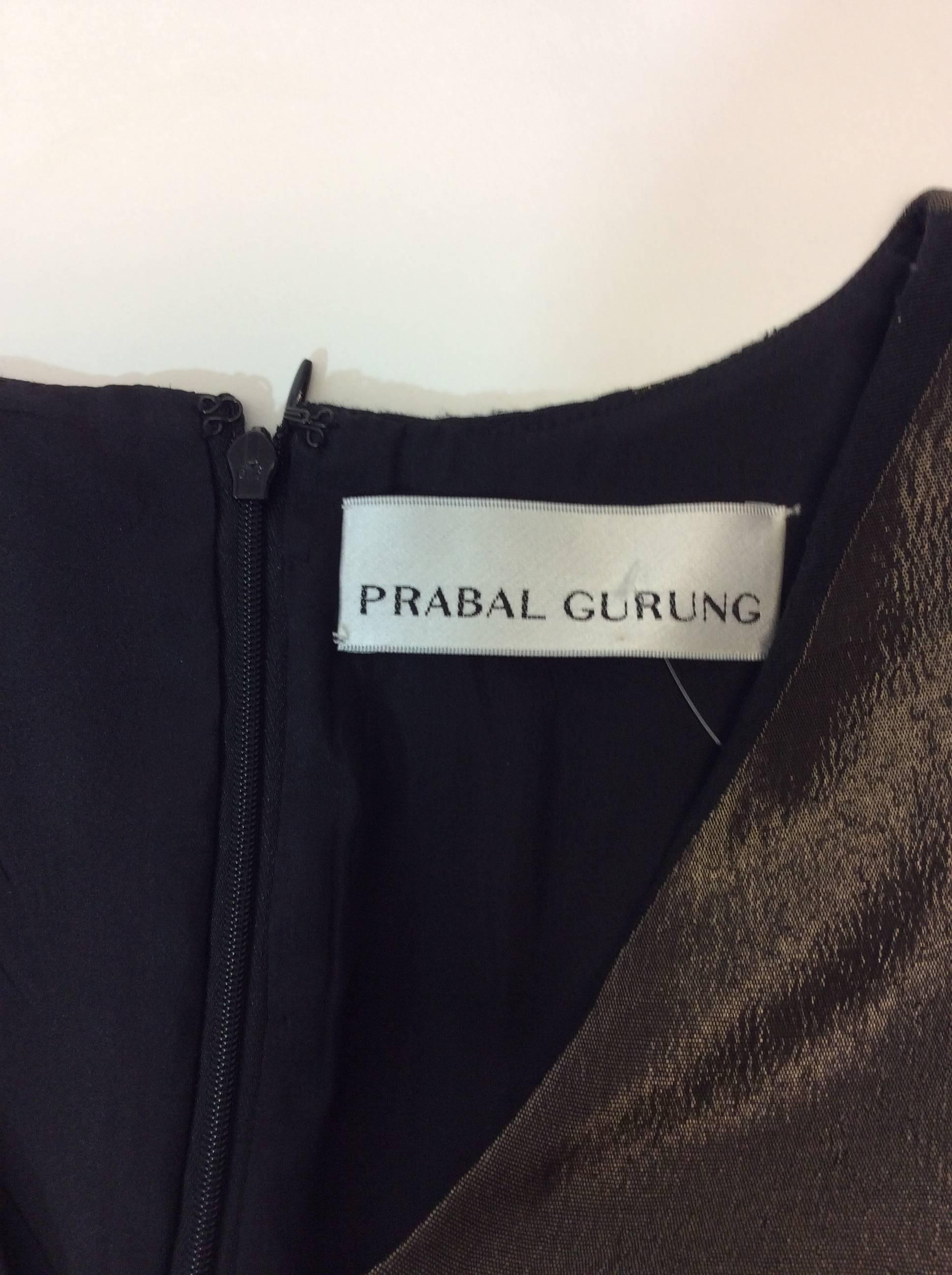 Prabal Gurung Black and Gold Metallic Geometric Dress For Sale 2