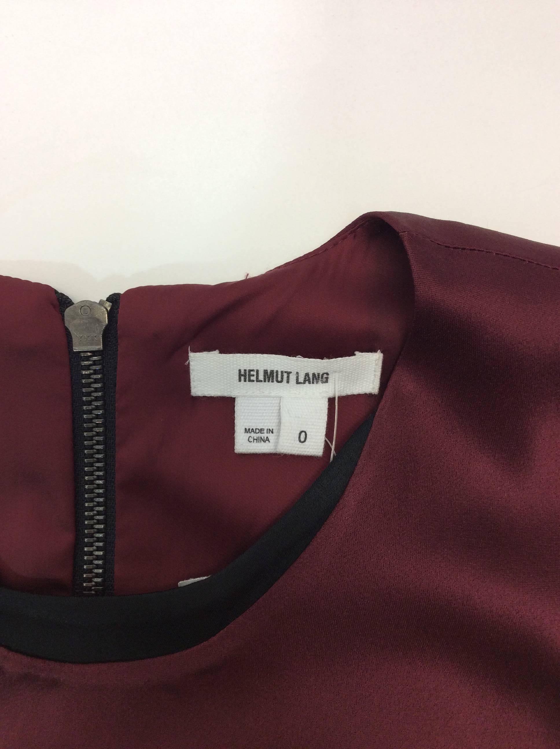 Helmut Lang Burgundy Draped Dress with Black Drop Waist Detail For Sale 3