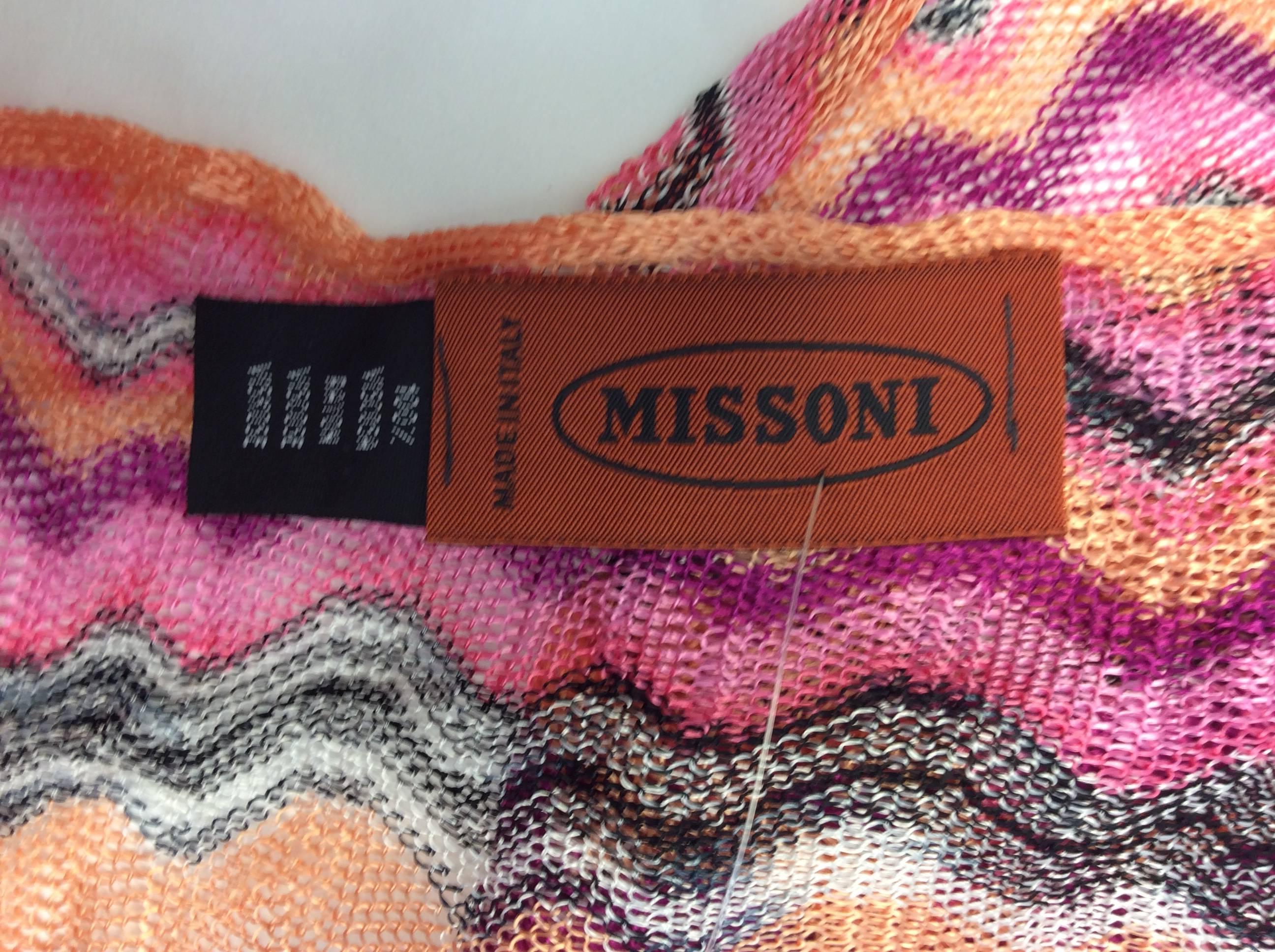 Missoni Pink Chevron Knitted Scarf with Fringe For Sale 2