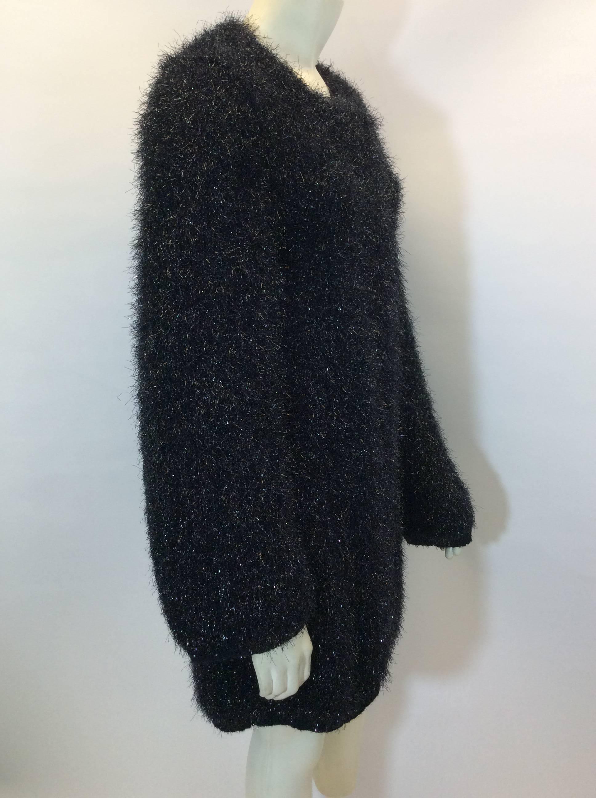 Sonia Rykiel Black Fuzz Coat In Excellent Condition For Sale In Narberth, PA