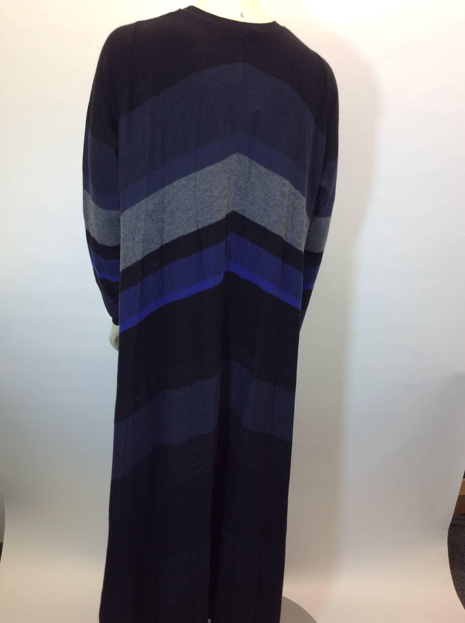 Sonia Rykiel Blue and Grey Chevron Sweater Dress In Excellent Condition For Sale In Narberth, PA