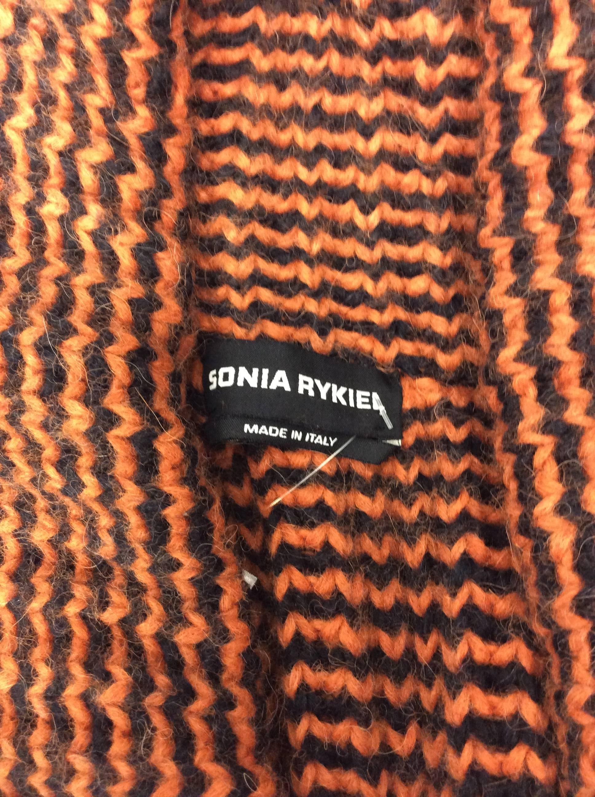 Sonia Rykiel Black and Orange Striped Oversize Cardigan For Sale 2