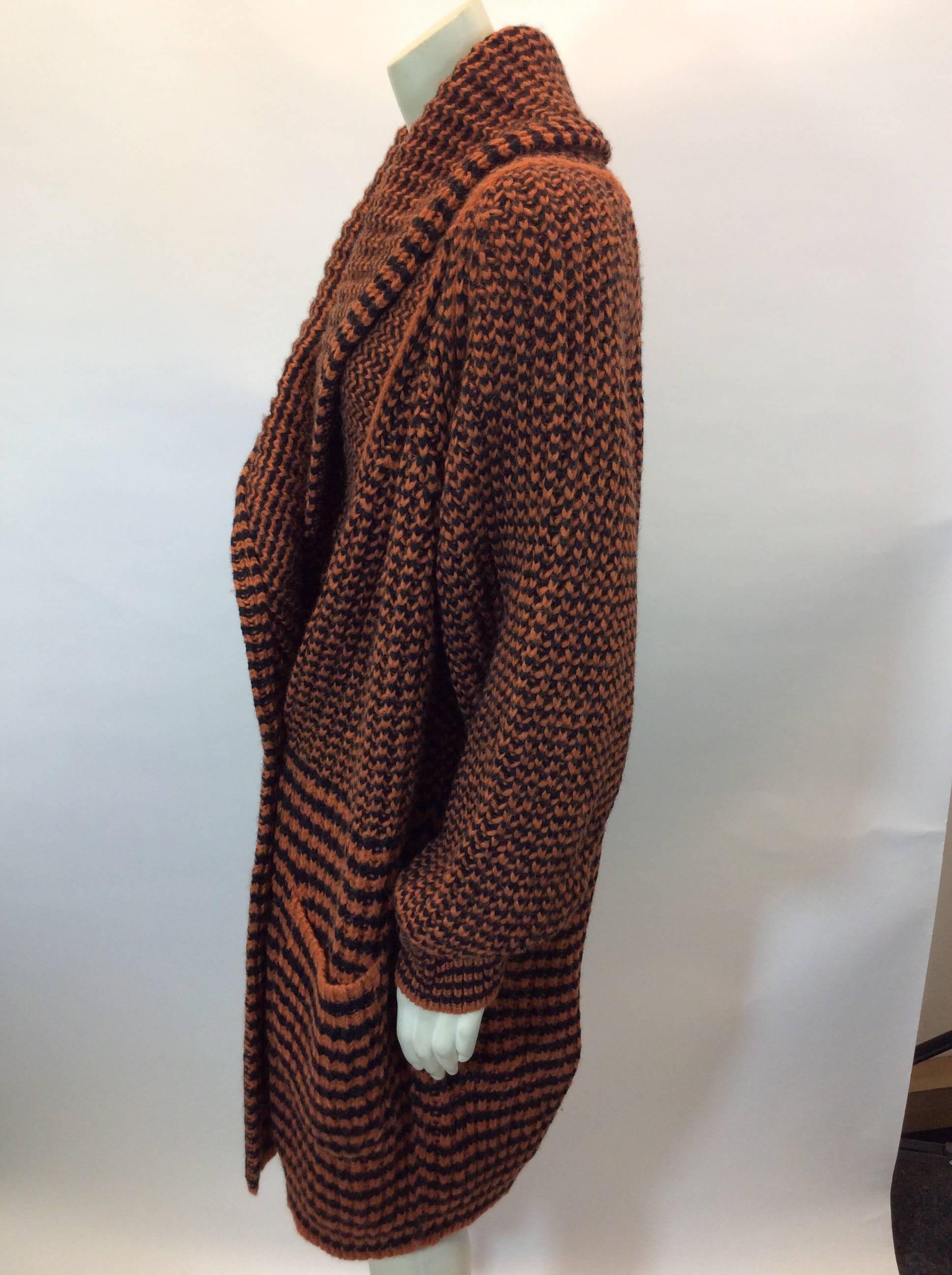 Sonia Rykiel Black and Orange Striped Oversize Cardigan In Excellent Condition For Sale In Narberth, PA