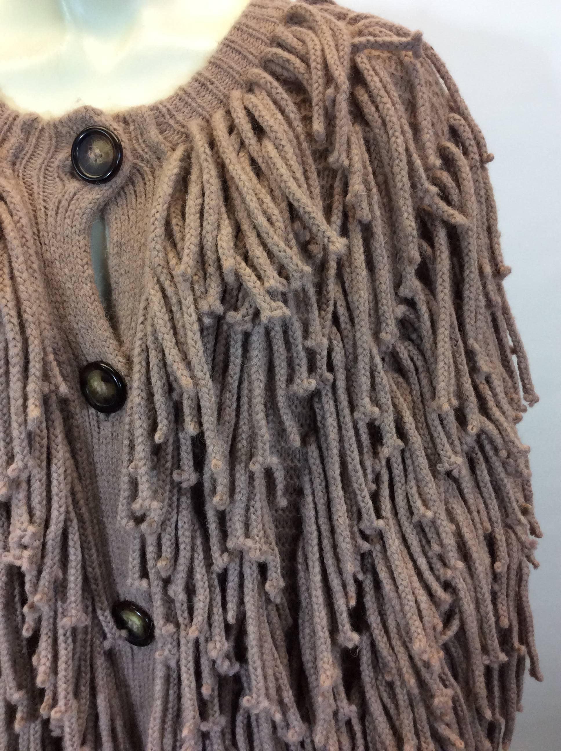 Women's Sonia Rykiel Tan Shag Texture Knit Cardigan For Sale
