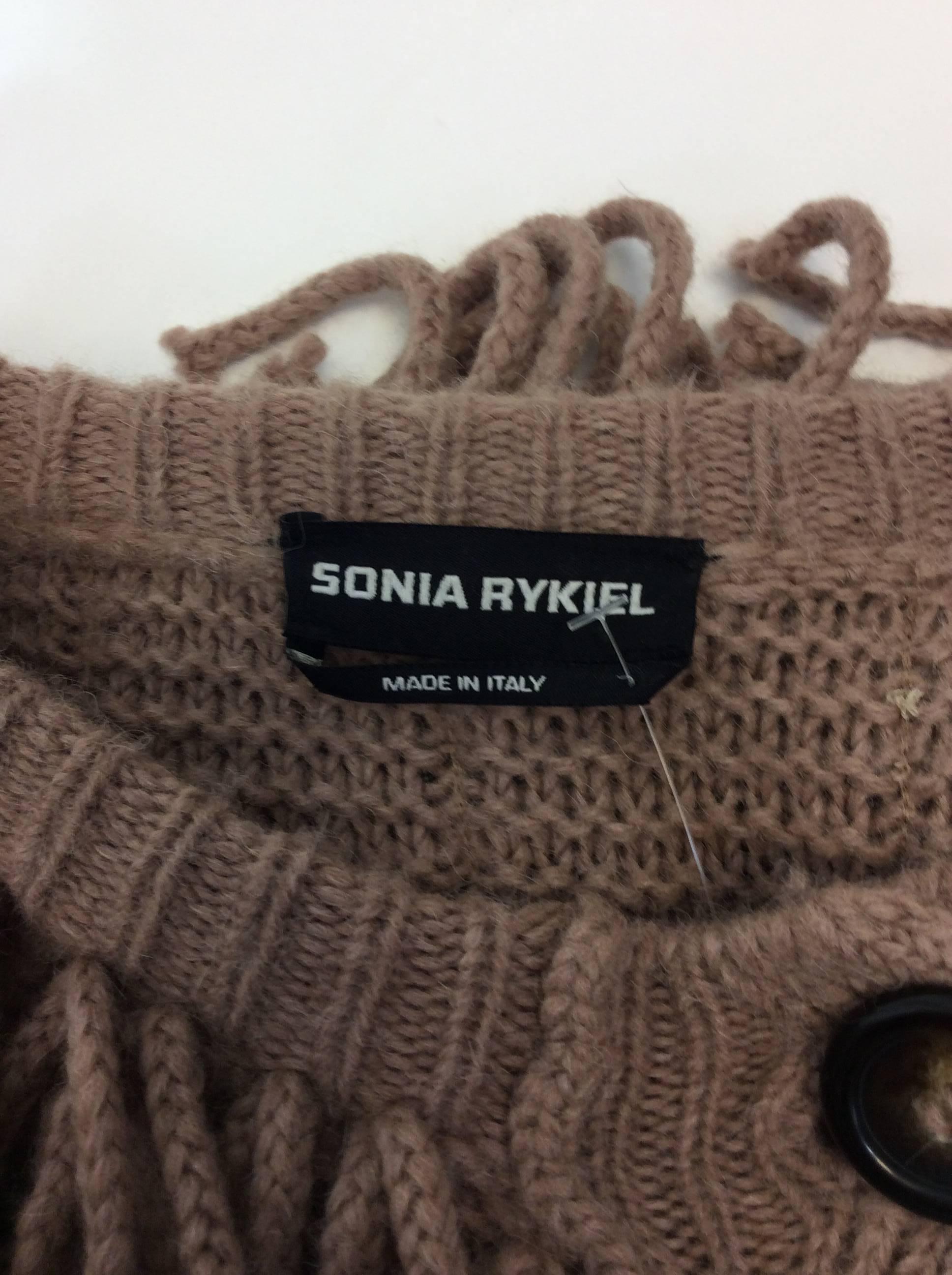 Sonia Rykiel Tan Shag Texture Knit Cardigan For Sale 1