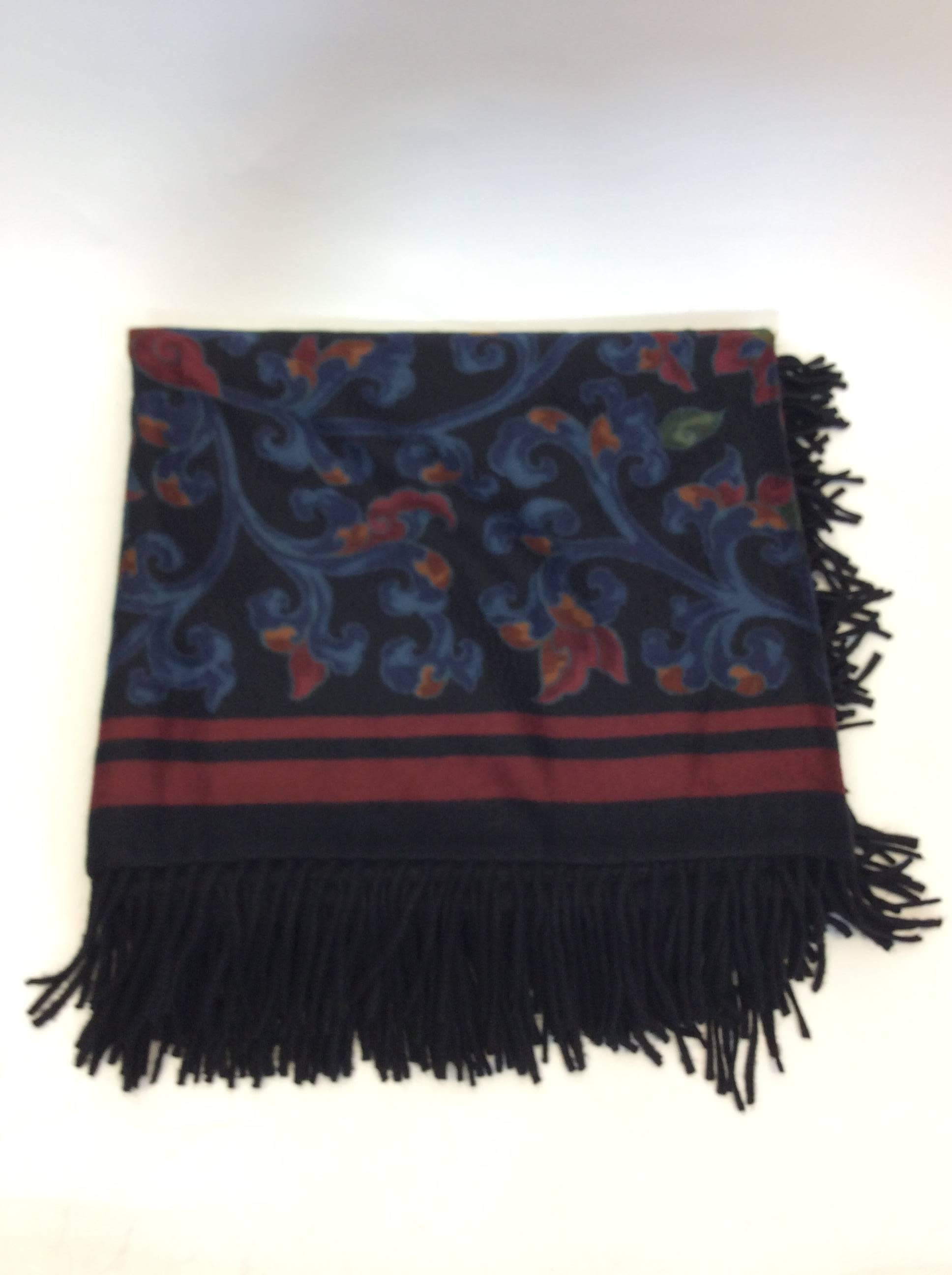 Loro Piana Printed Cashmere Fringe Shawl 1