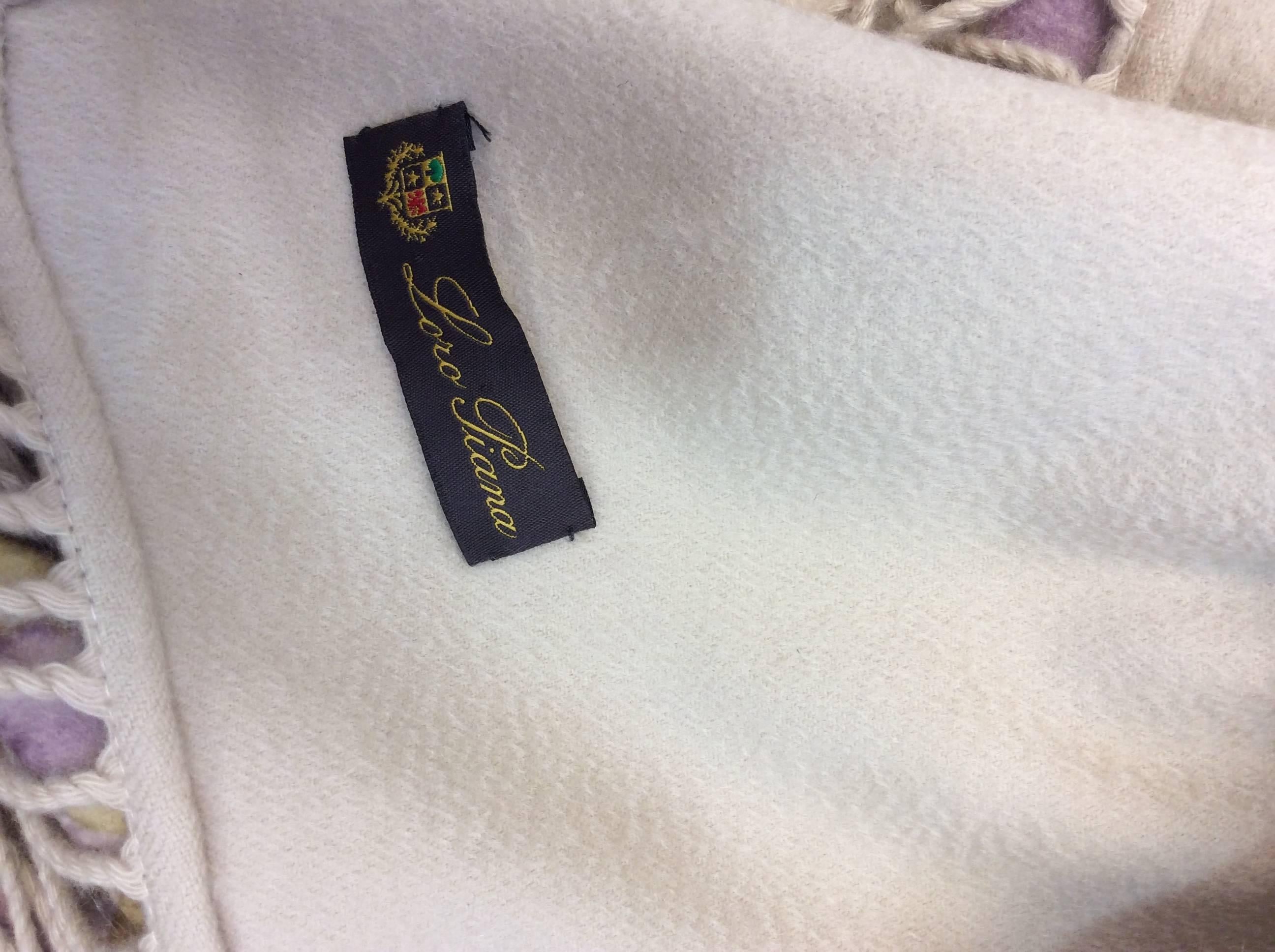 Loro Piana Cream Floral Printed Cashmere Shawl In Excellent Condition For Sale In Narberth, PA