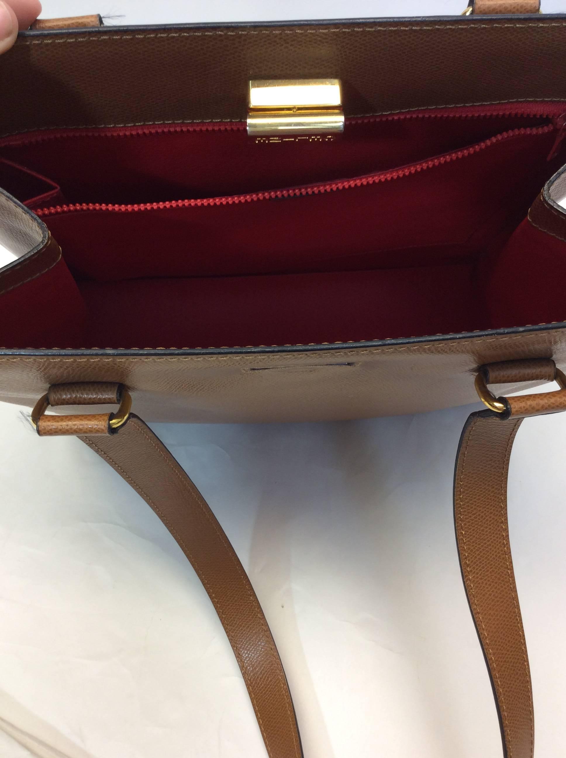 Celine Chestnut Leather Shoulder Bag For Sale 1