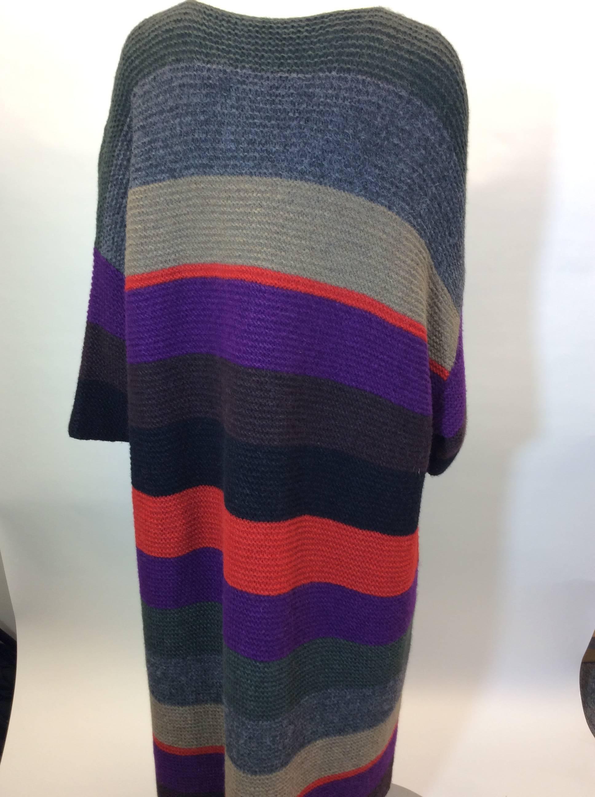 Sonia Rykiel Multicolor Striped Longline Cardigan In Excellent Condition In Narberth, PA