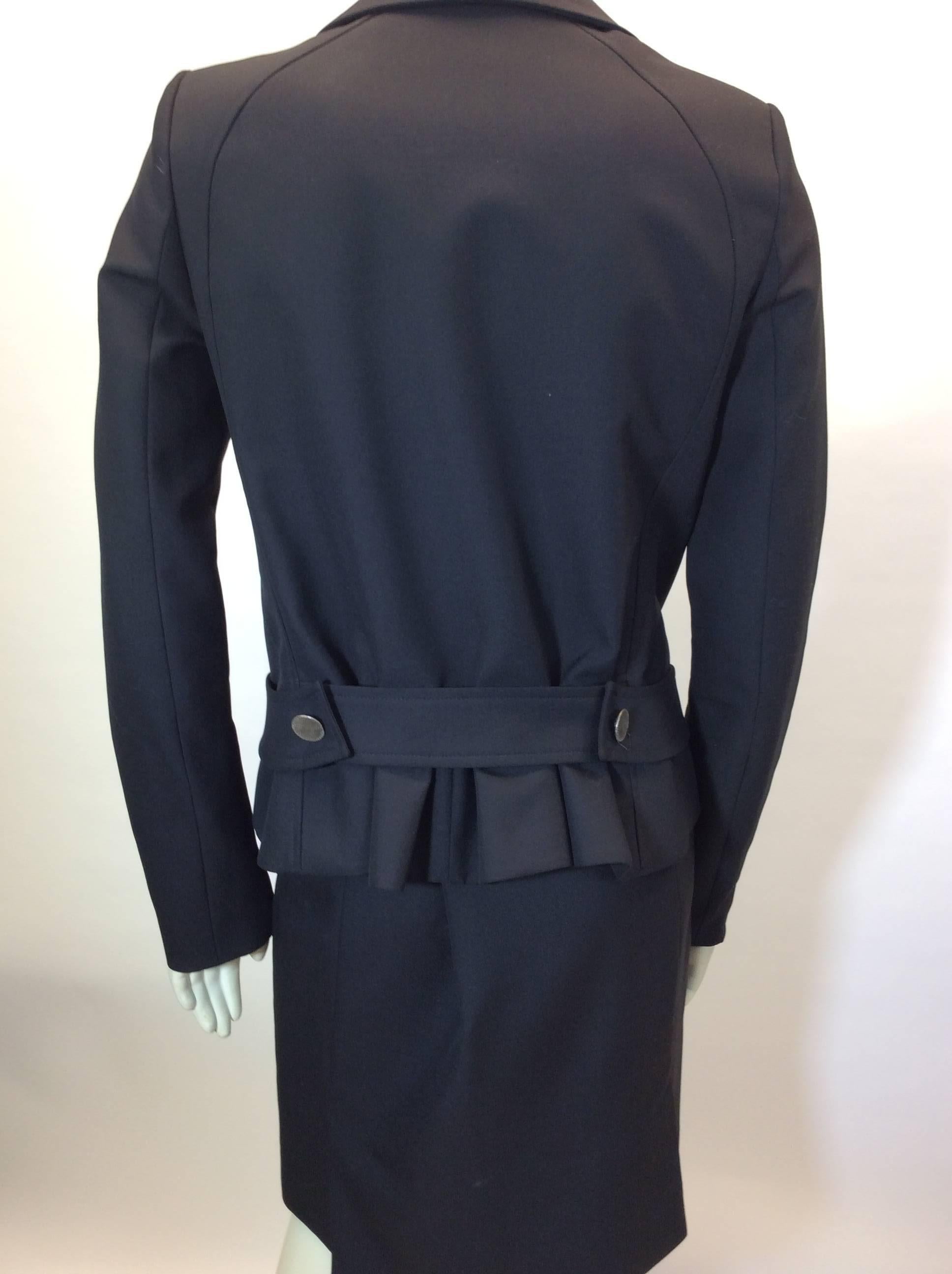 Balenciaga Black Skirt Suit with Peplum Detail In Excellent Condition For Sale In Narberth, PA