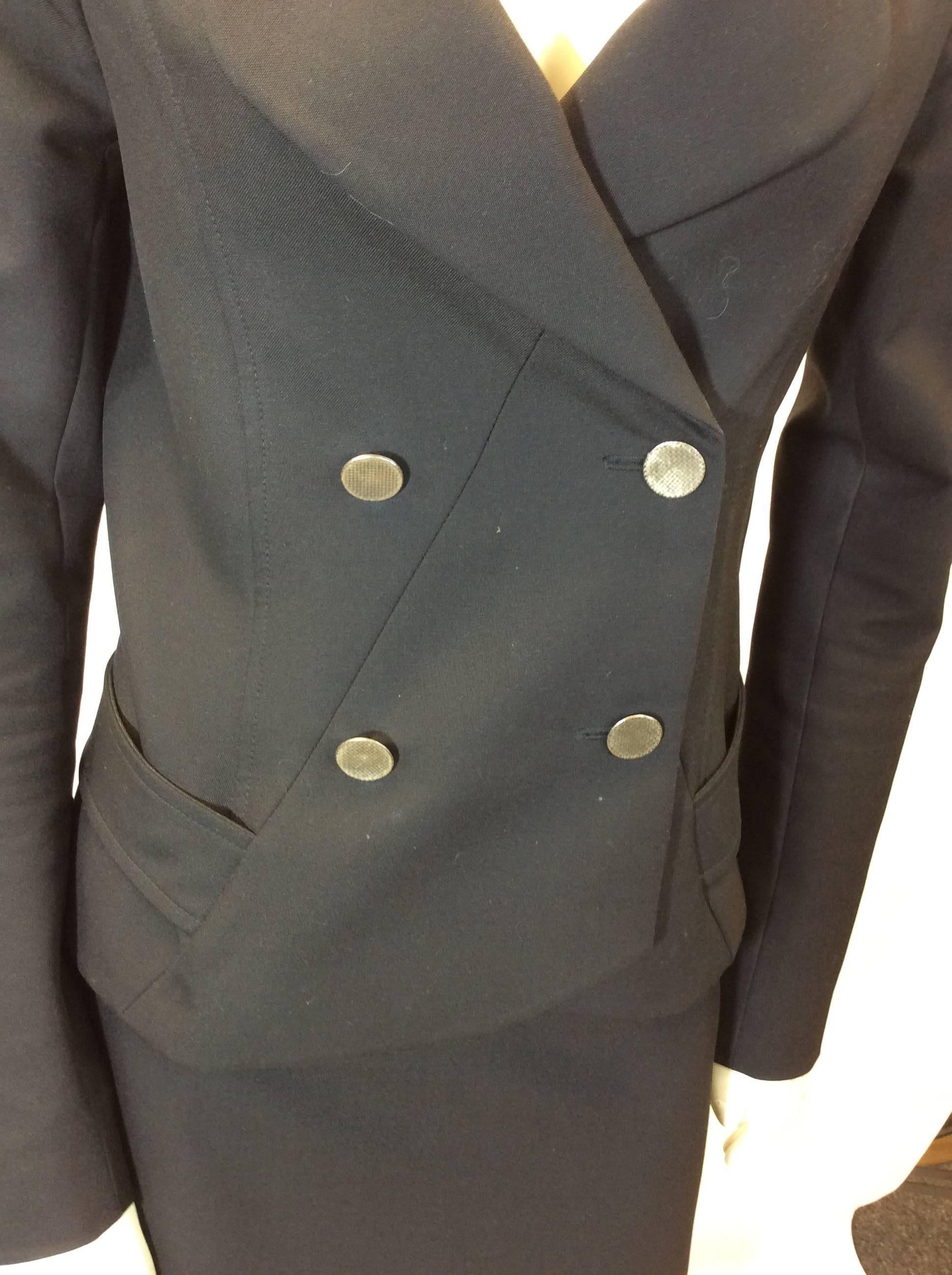 Women's Balenciaga Black Skirt Suit with Peplum Detail For Sale