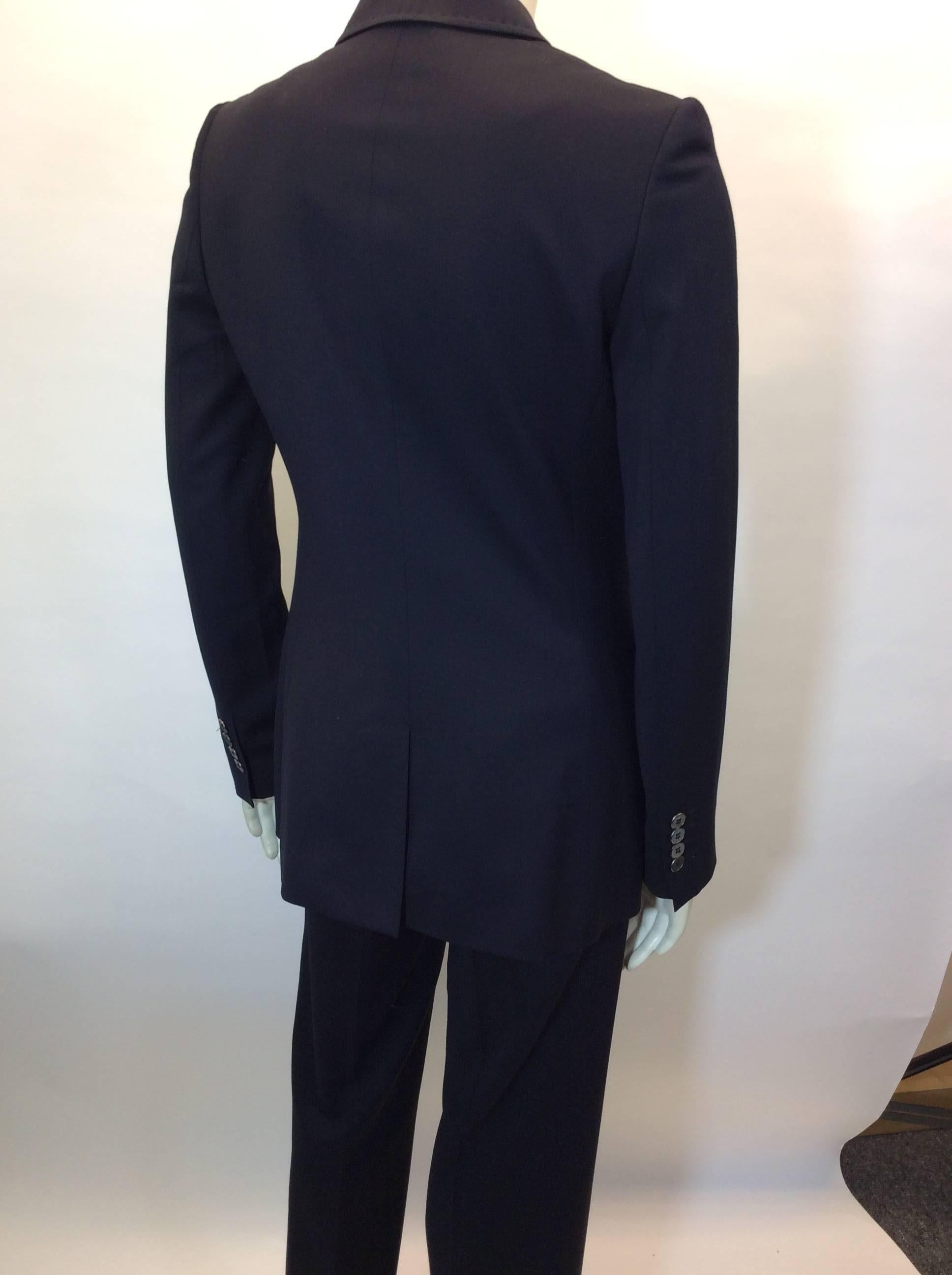 Women's Dolce & Gabbana Navy Pantsuit with One Button Blazer For Sale
