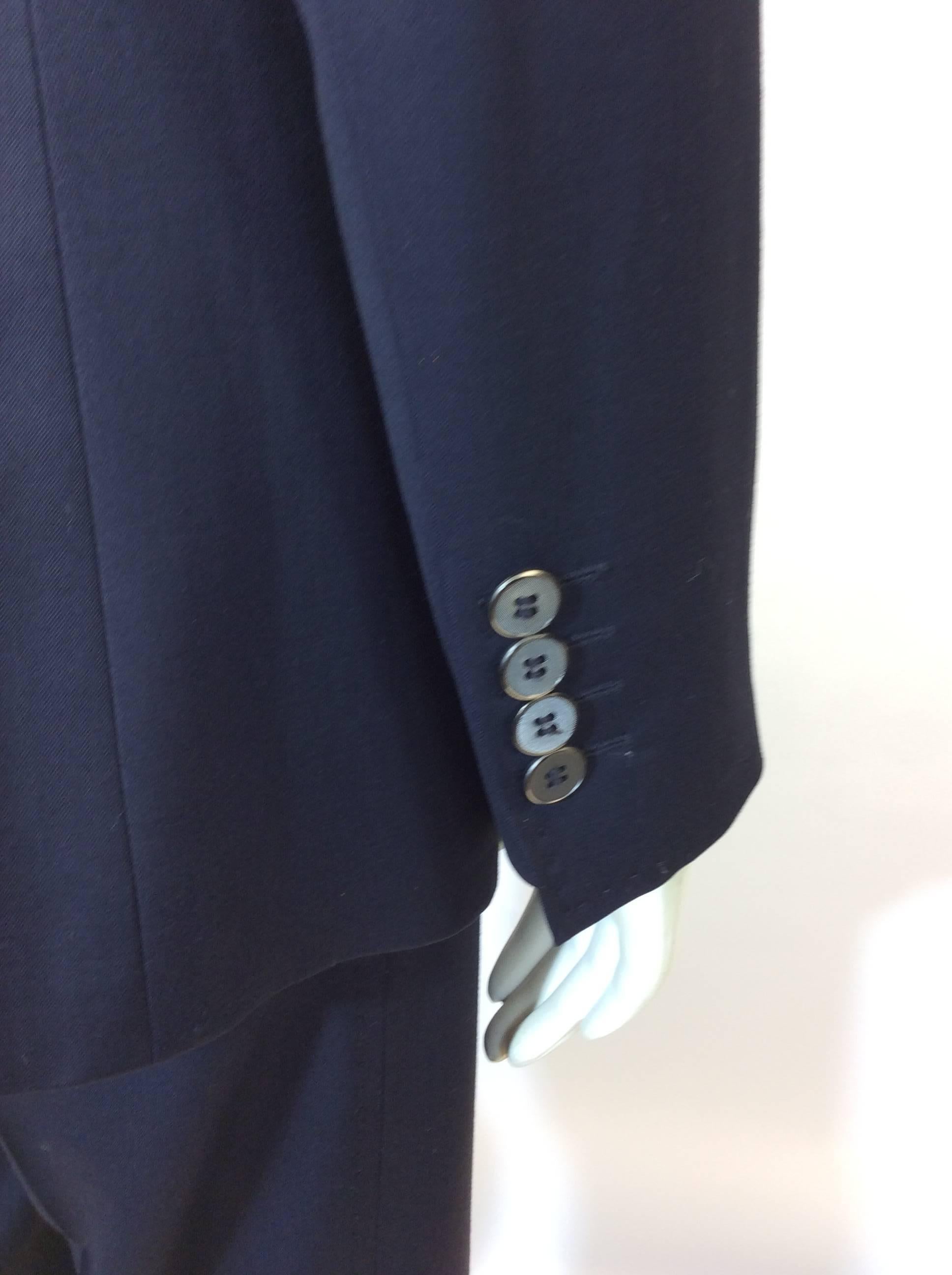 Dolce & Gabbana Navy Pantsuit with One Button Blazer For Sale 2