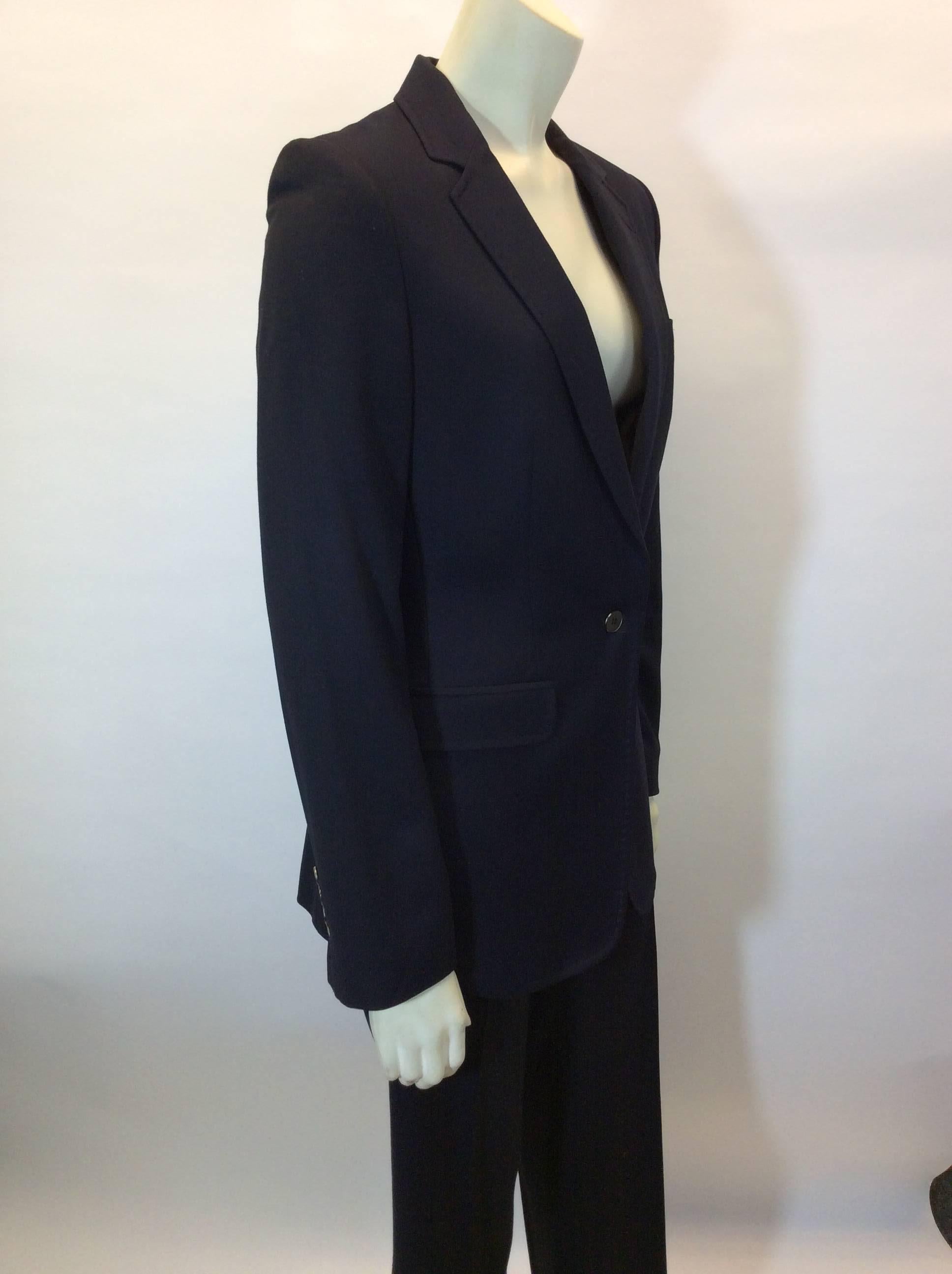 Black Dolce & Gabbana Navy Pantsuit with One Button Blazer For Sale