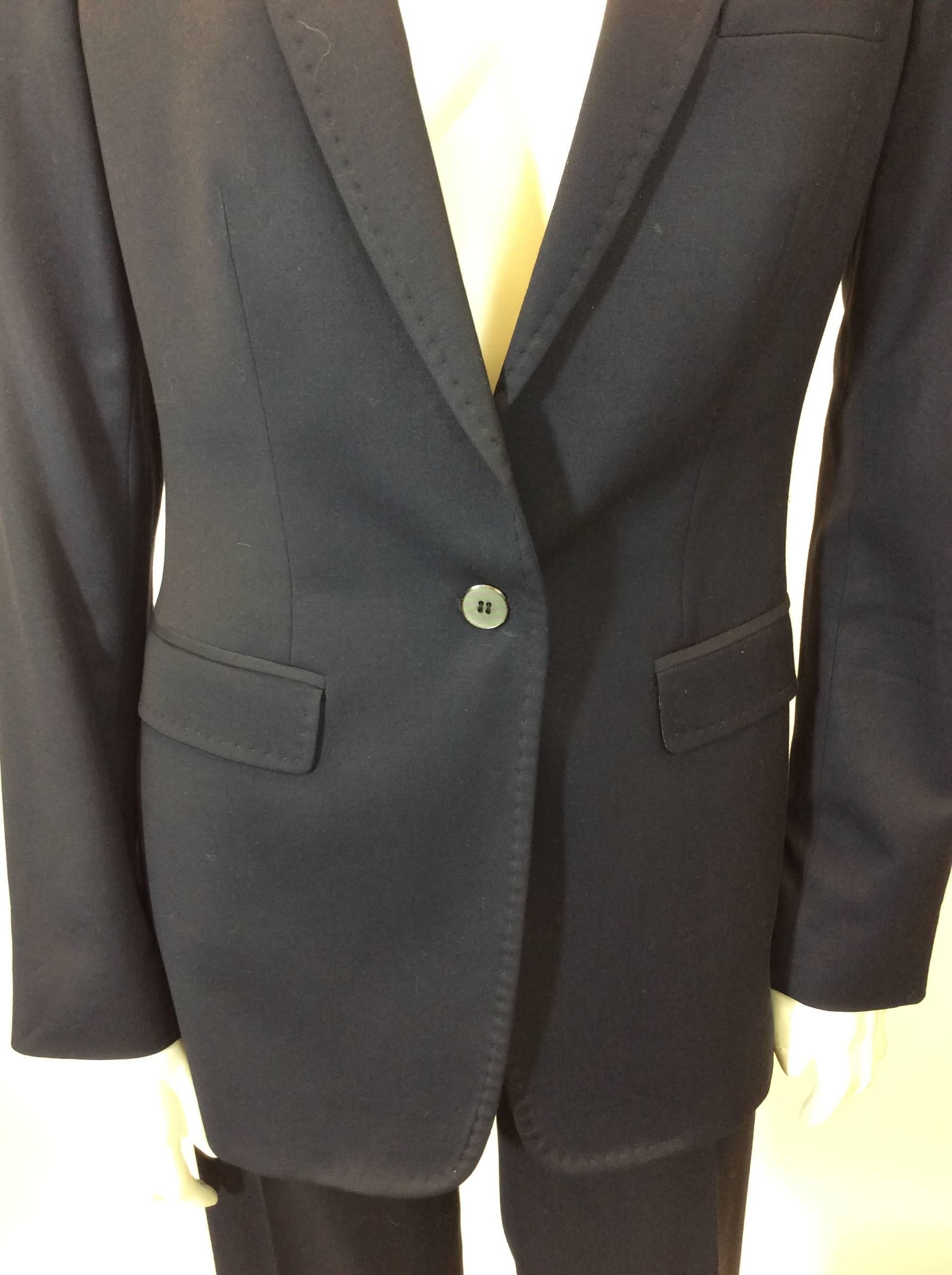 Dolce & Gabbana Navy Pantsuit with One Button Blazer For Sale 1