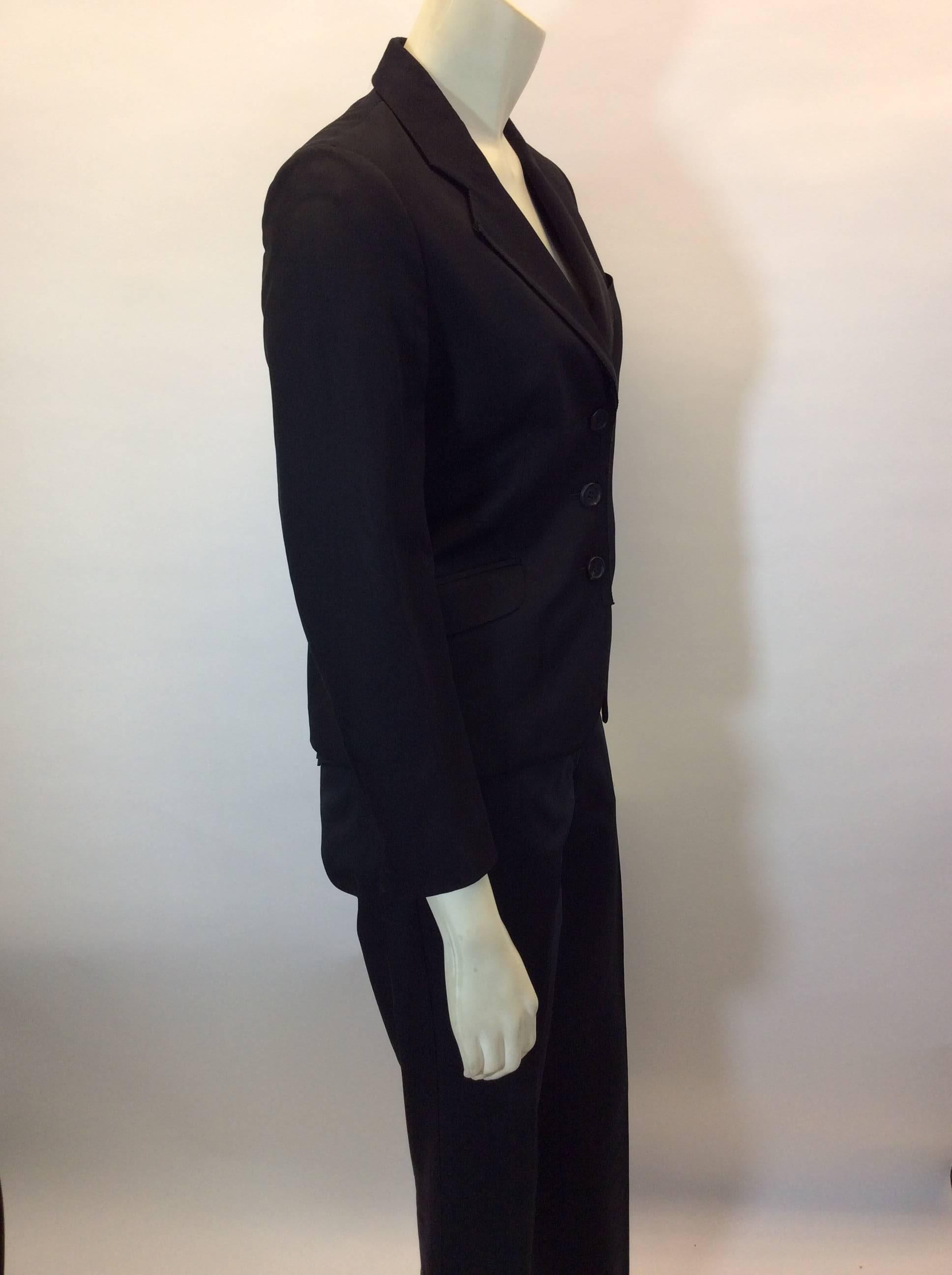 Miu Miu Black Pantsuit with 3 Button Blazer In Excellent Condition For Sale In Narberth, PA