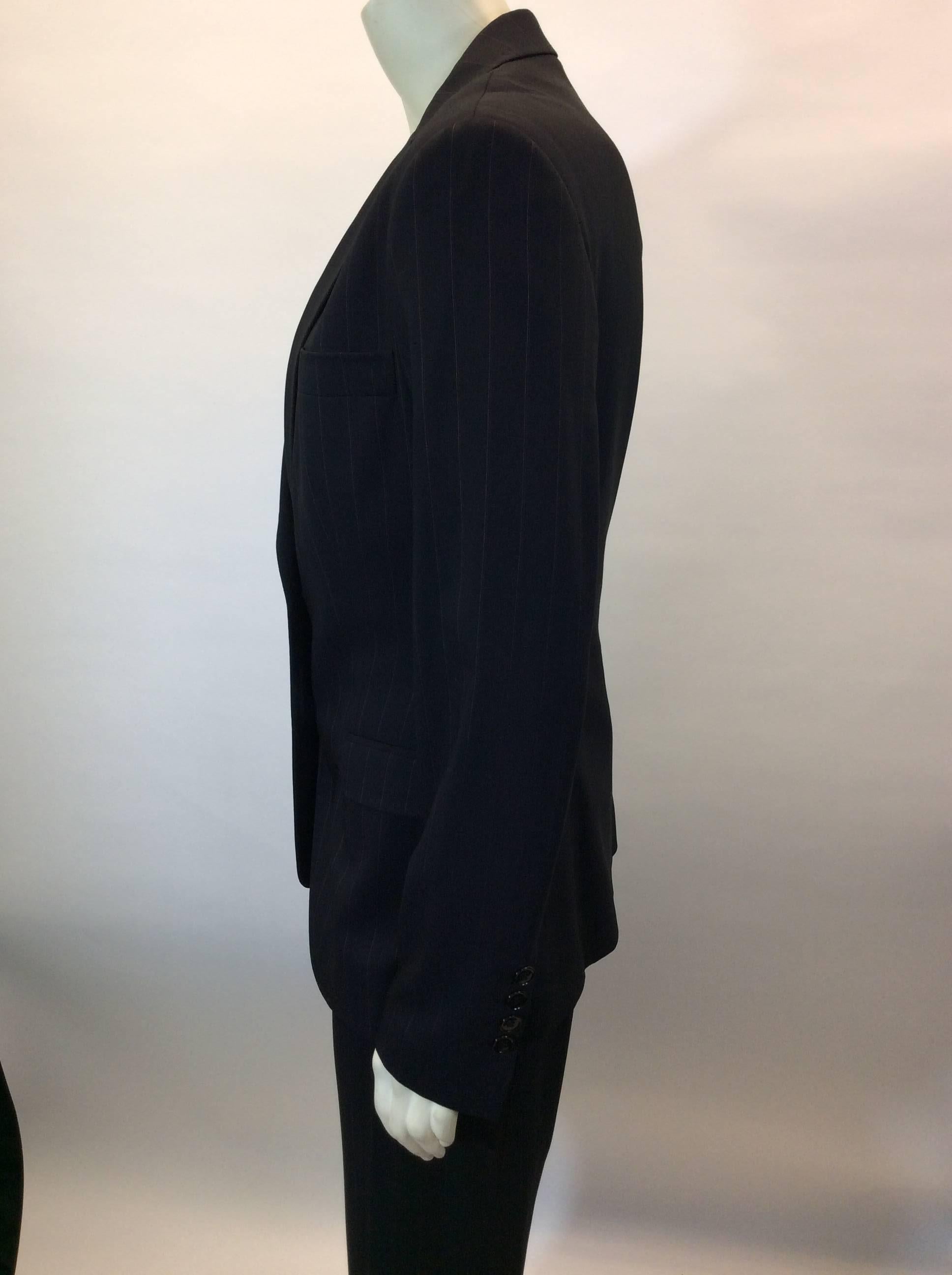 Dolce & Gabbana Black Pantsuit with Red Toned Pinstripes In Excellent Condition For Sale In Narberth, PA