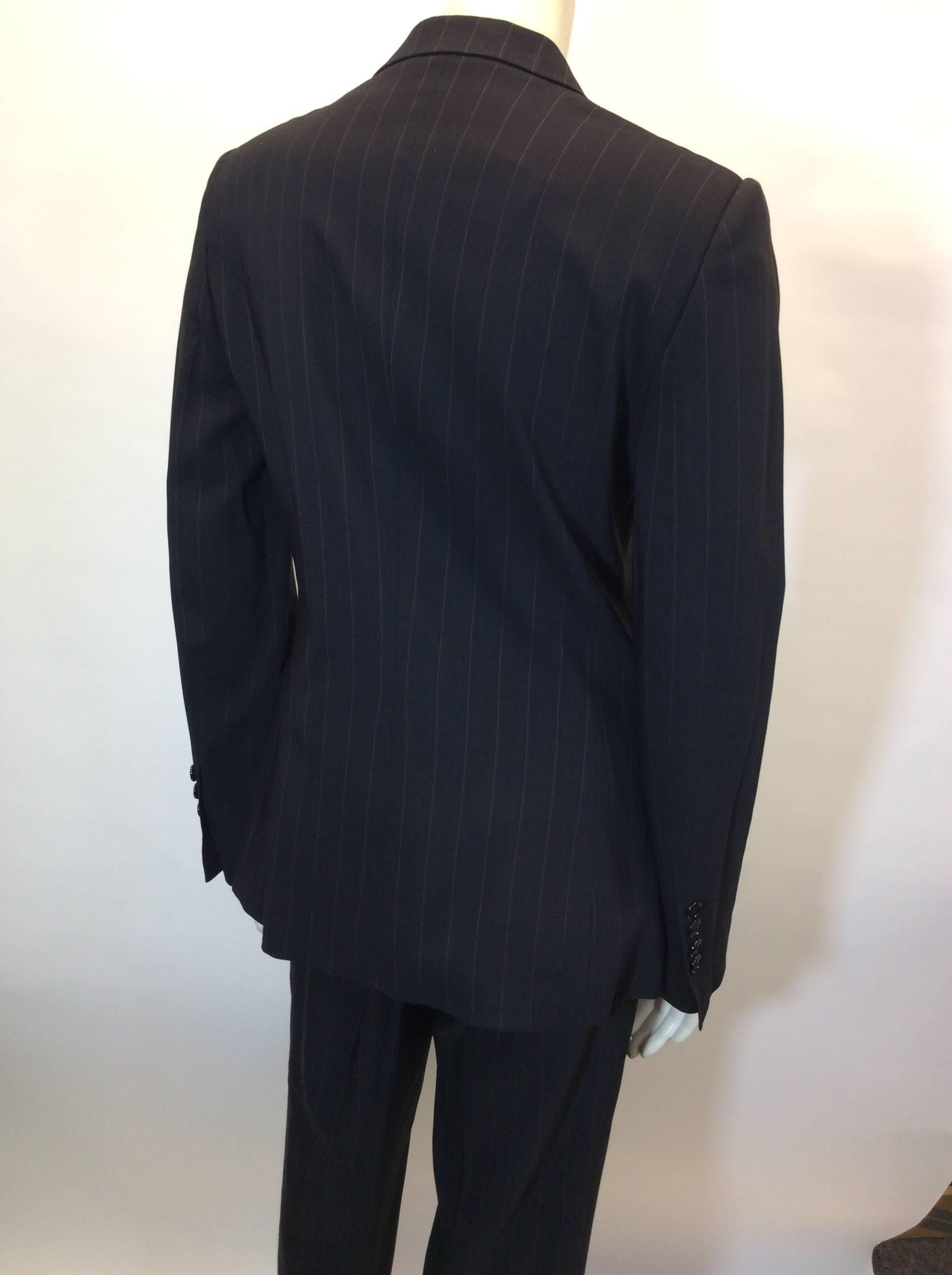 Dolce & Gabbana Black Pantsuit with Red Toned Pinstripes For Sale 1