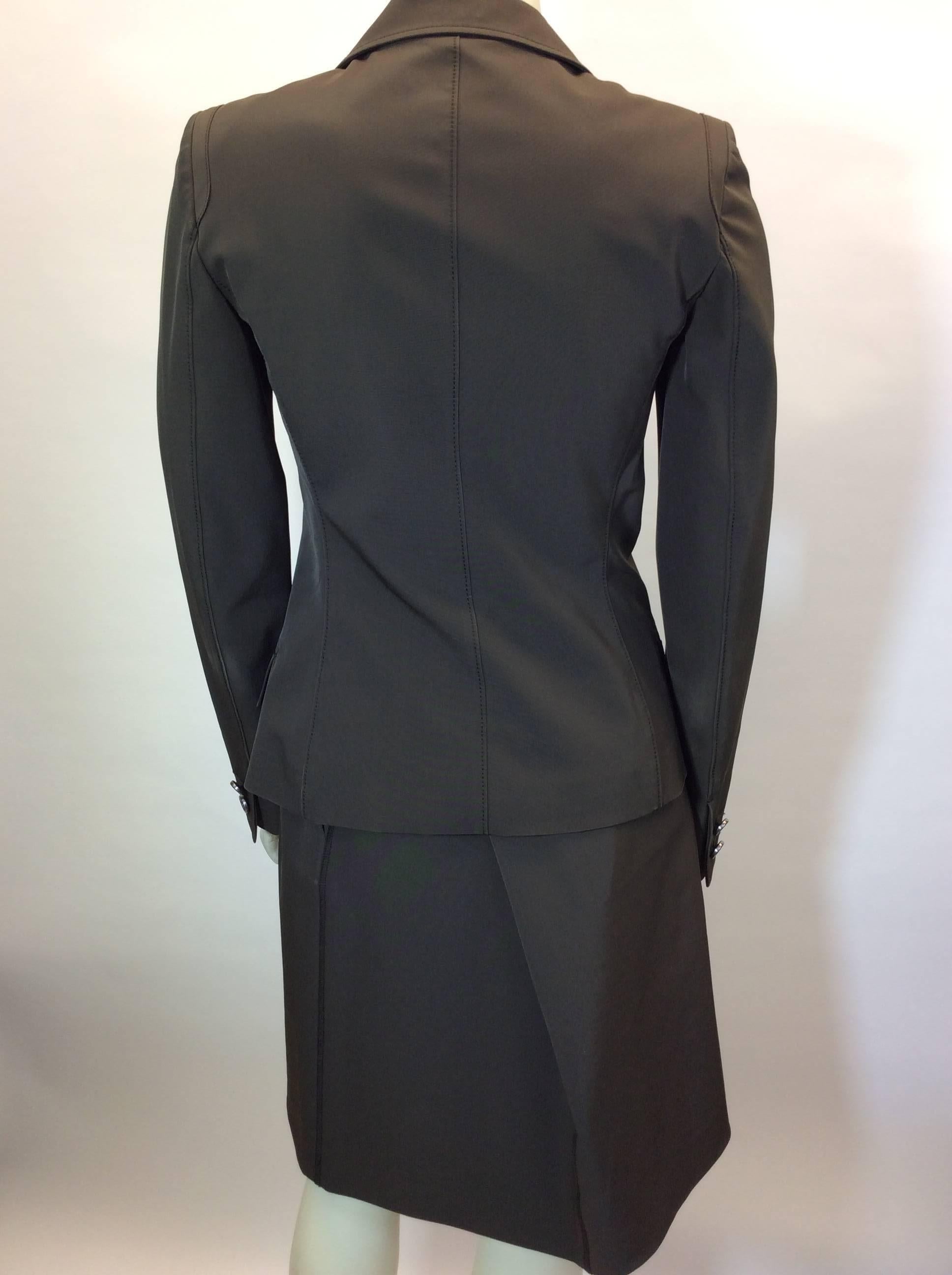 Prada Brown Skirt Suit with 3 Button Blazer In Excellent Condition For Sale In Narberth, PA