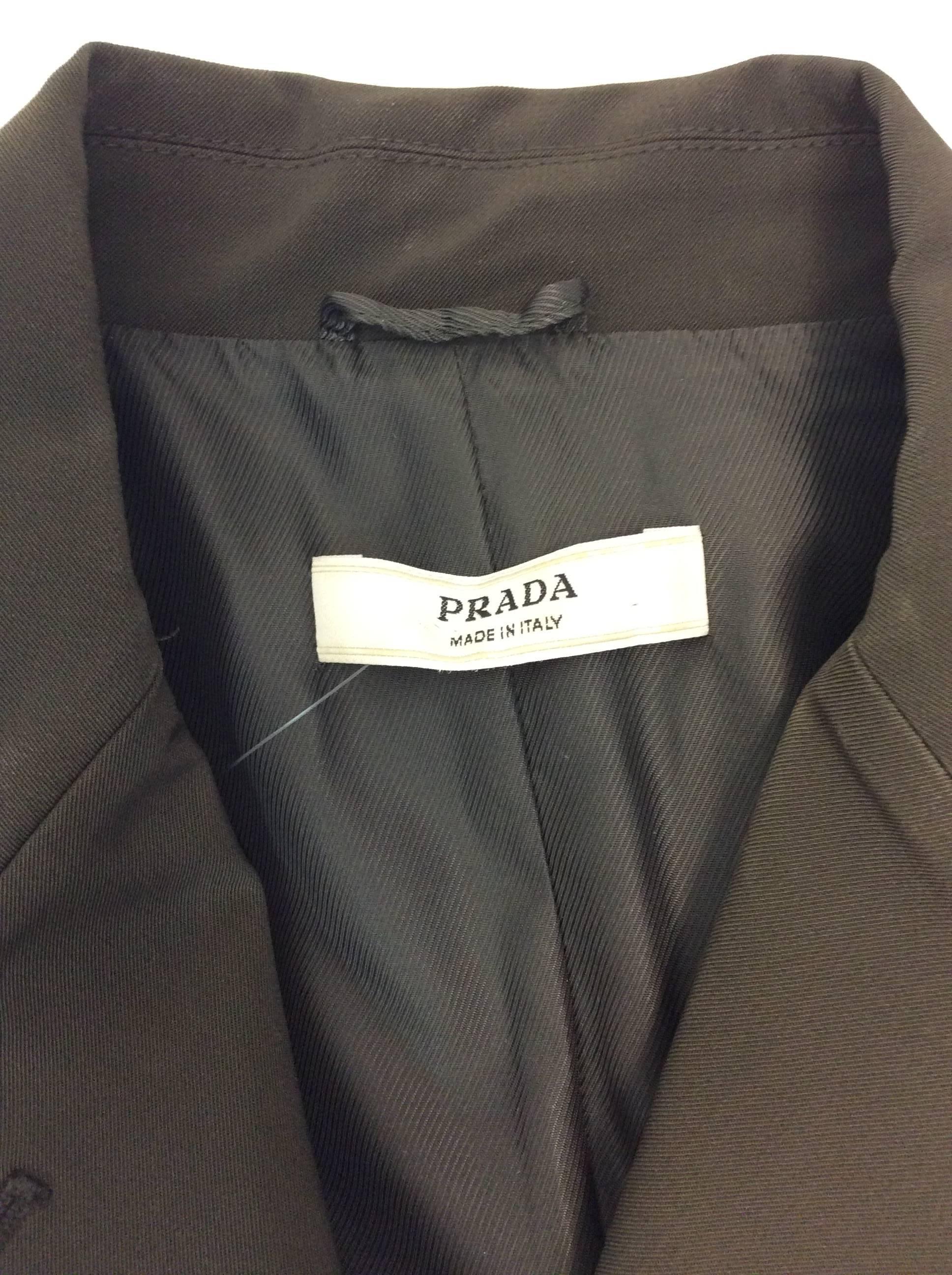 Prada Brown Skirt Suit with 3 Button Blazer For Sale 3
