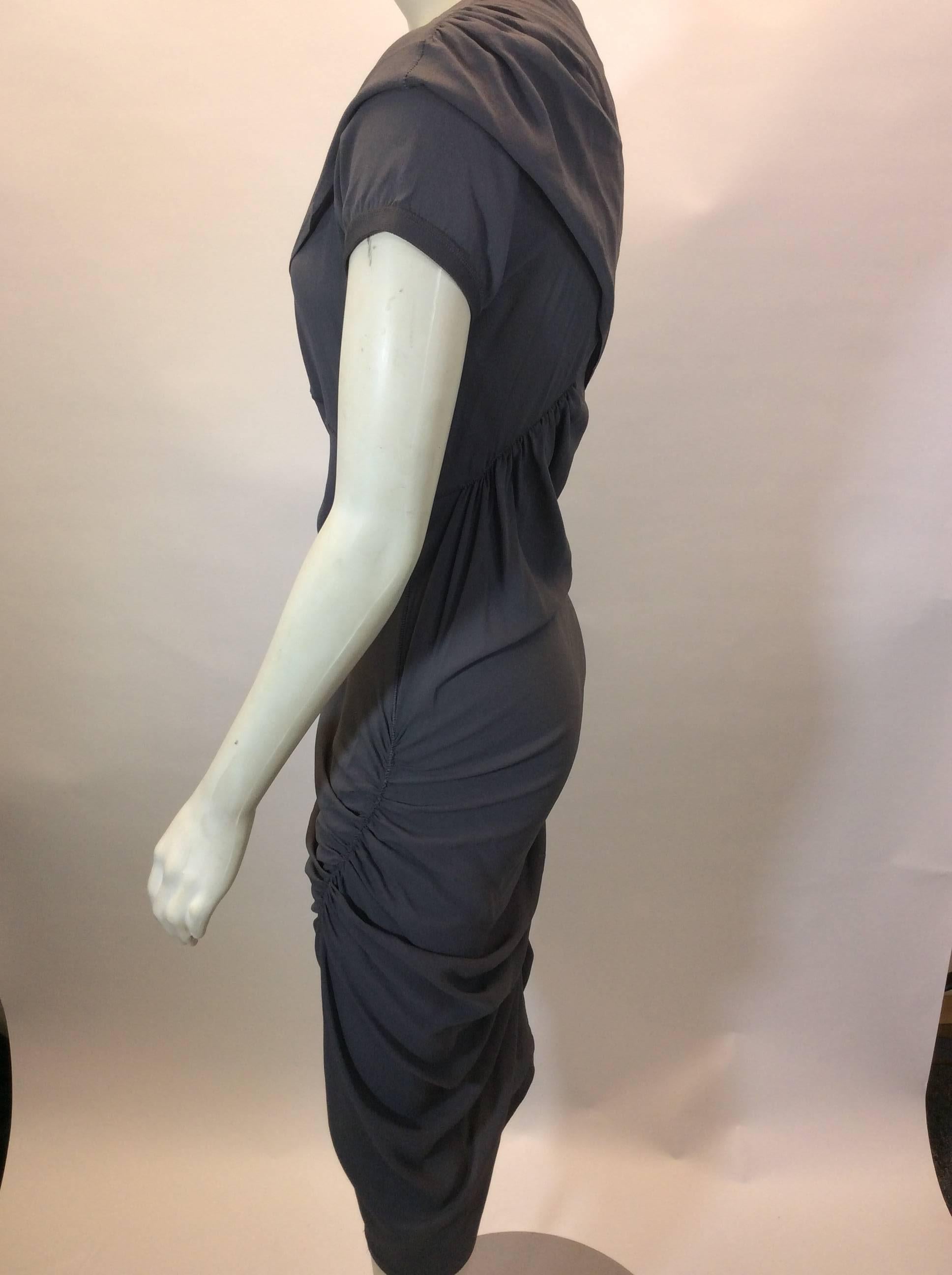 grey ruched sheath dress