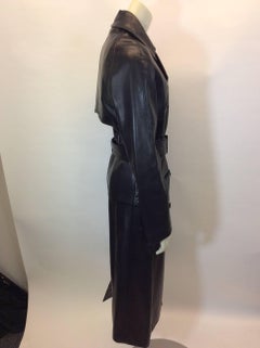 Celine Black Leather Trench Coat with Belt