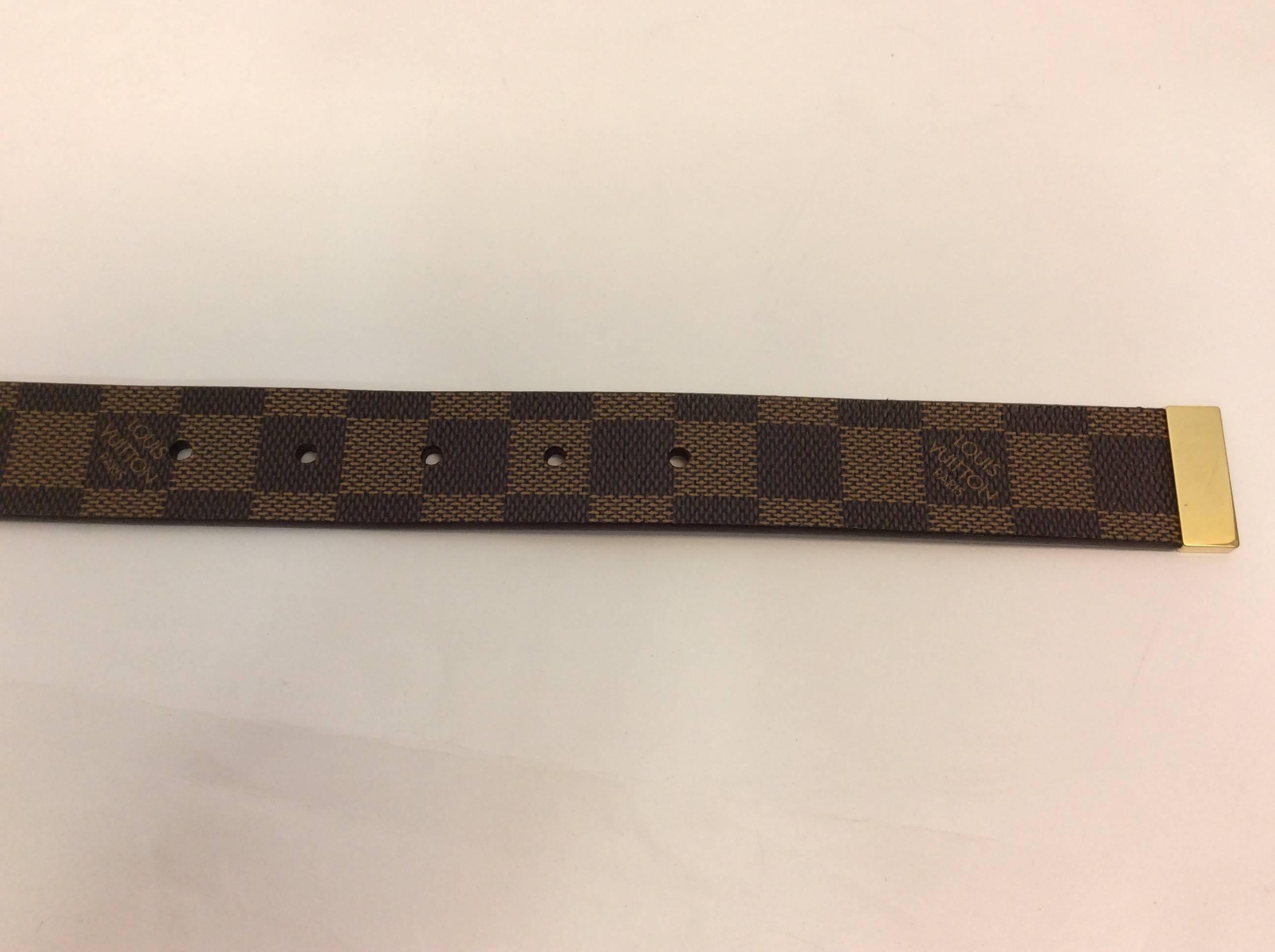 Louis Vuitton Brown Damier Belt with Gold Hardware In Excellent Condition For Sale In Narberth, PA