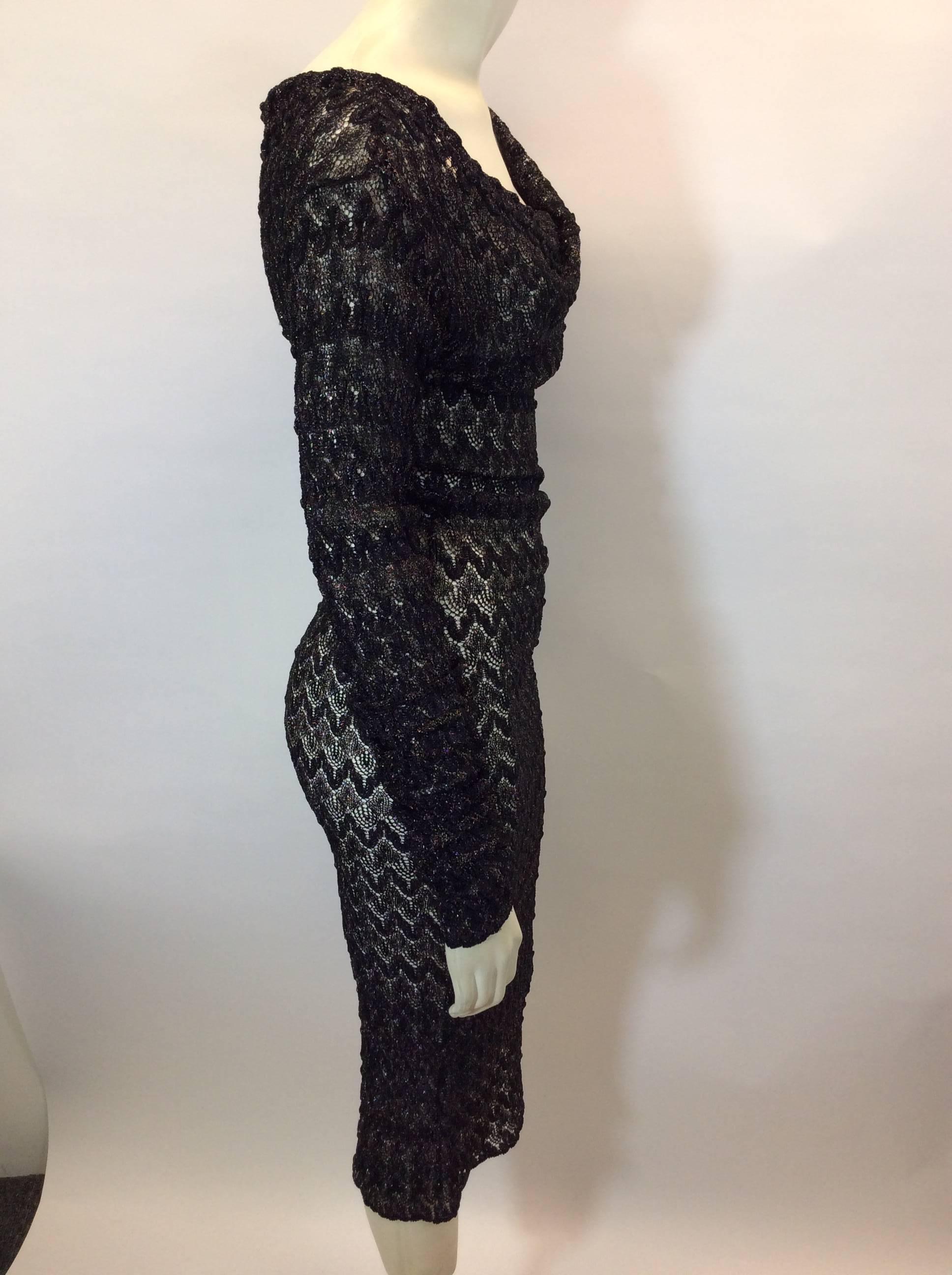Missoni Black Metallic Lace Knit Stretch Dress In Excellent Condition For Sale In Narberth, PA