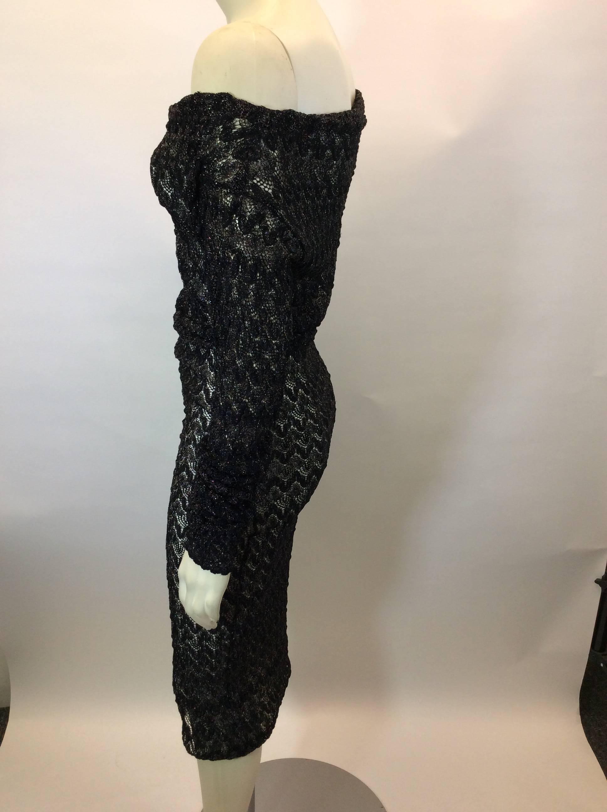 Women's Missoni Black Metallic Lace Knit Stretch Dress For Sale