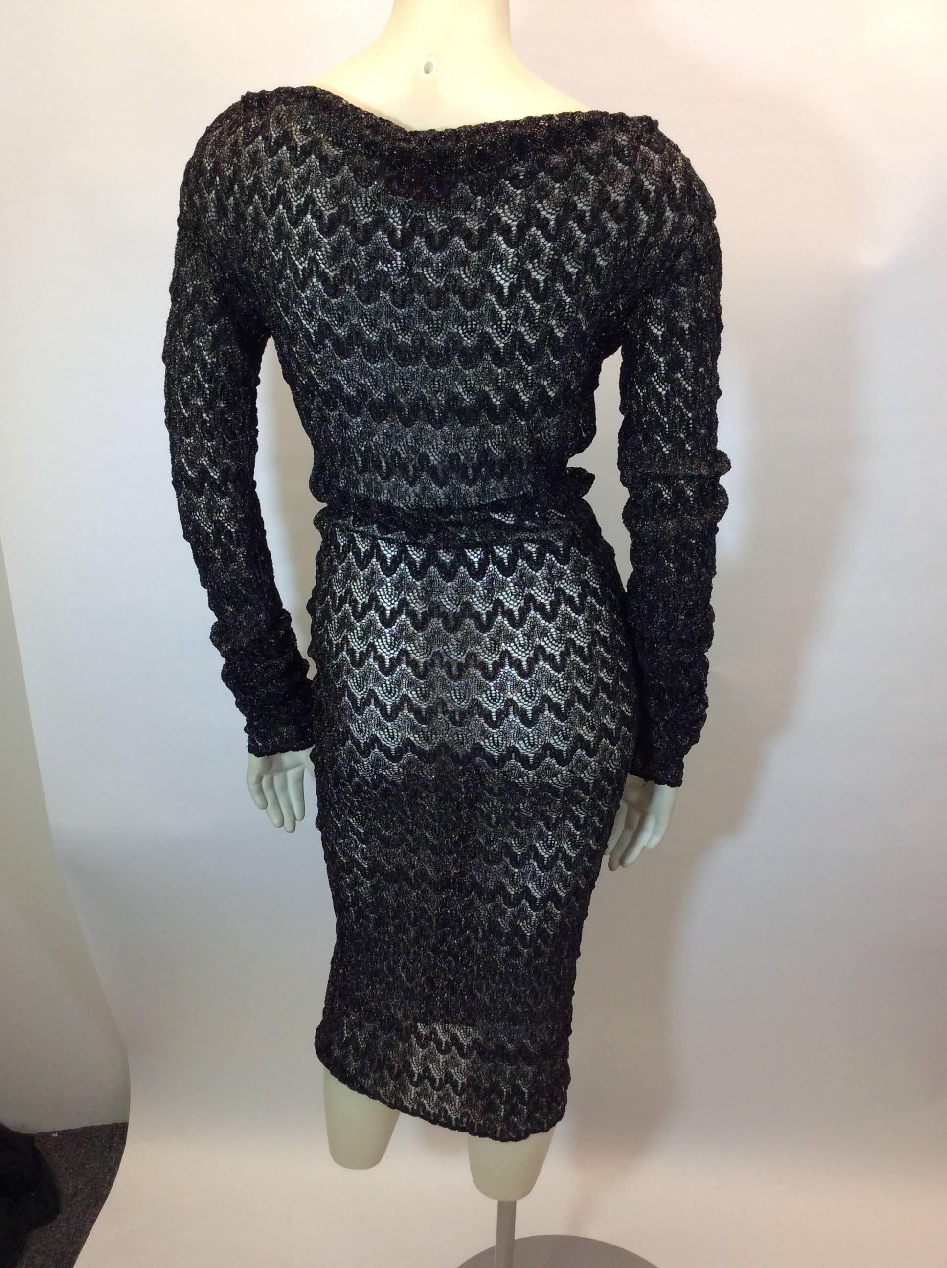 Missoni Black Metallic Lace Knit Stretch Dress For Sale 1