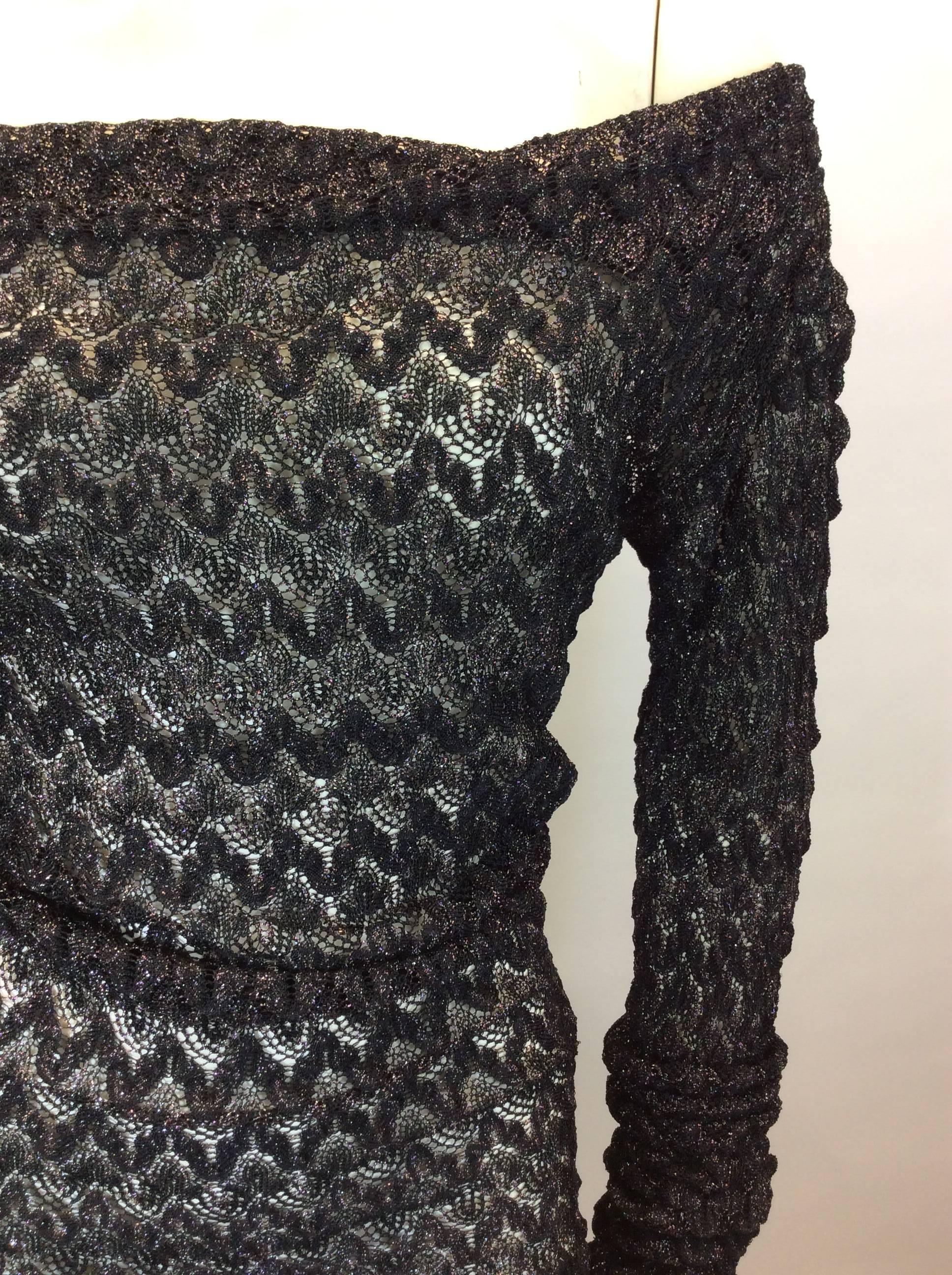 Missoni Black Metallic Lace Knit Stretch Dress For Sale 2
