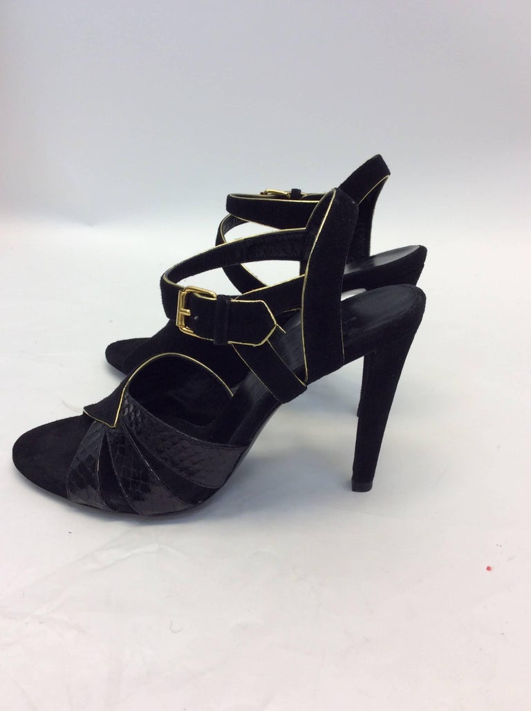 Balenciaga Suede Gold Detail Heels For Sale at 1stDibs