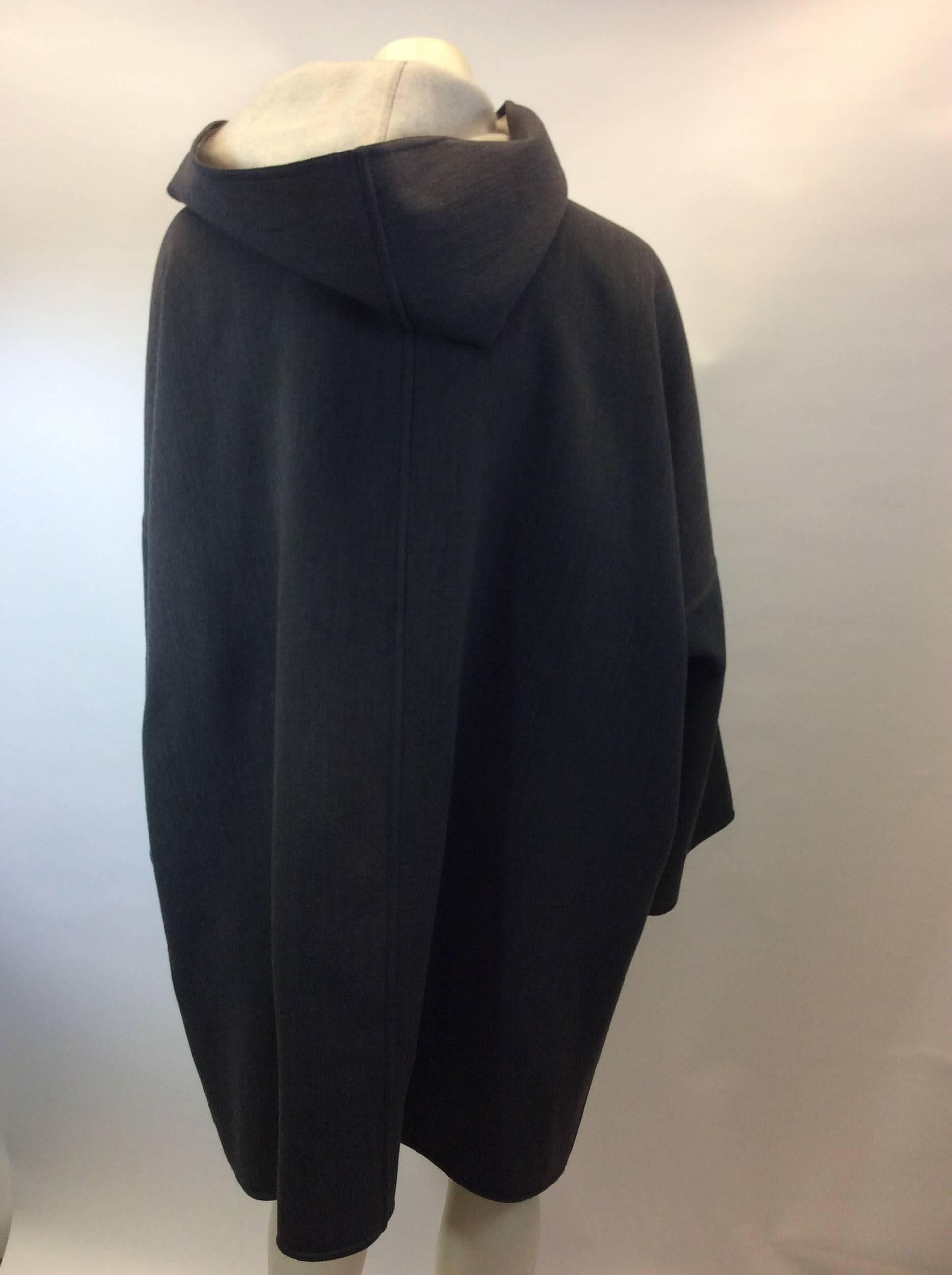 Black Giorgio Armani Oversize Hooded Topcoat  For Sale