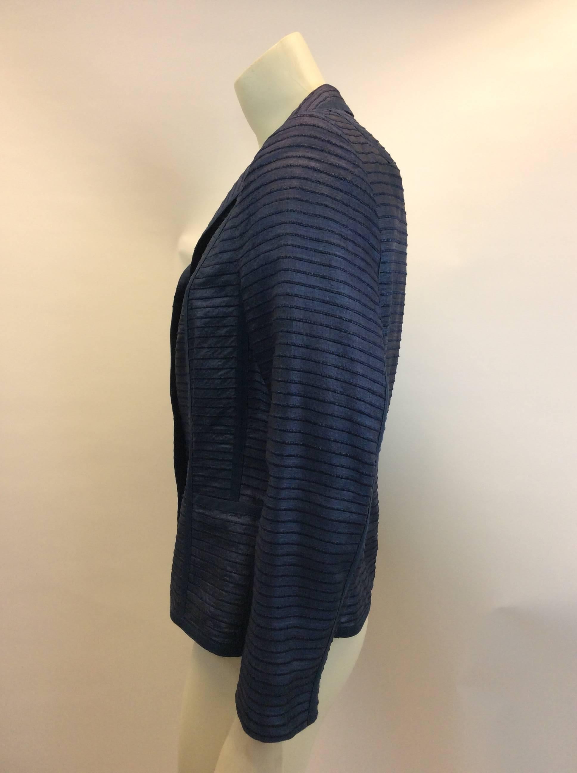 Akris Blue Silk Blazer
Size 8
Made in Switzerland 
$299
100% silk