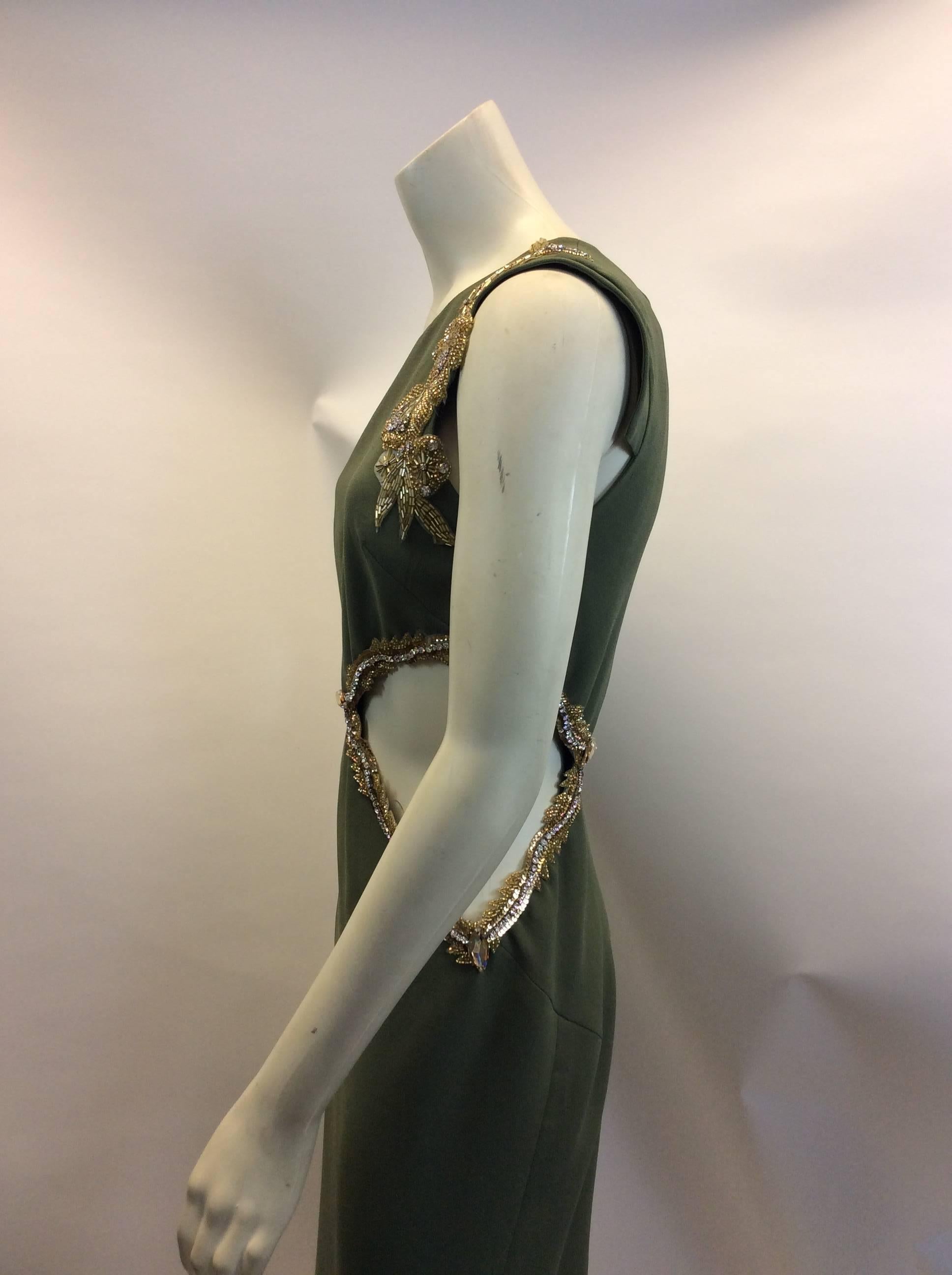Max azria Olive Sequin Cut Out Dress In Excellent Condition For Sale In Narberth, PA
