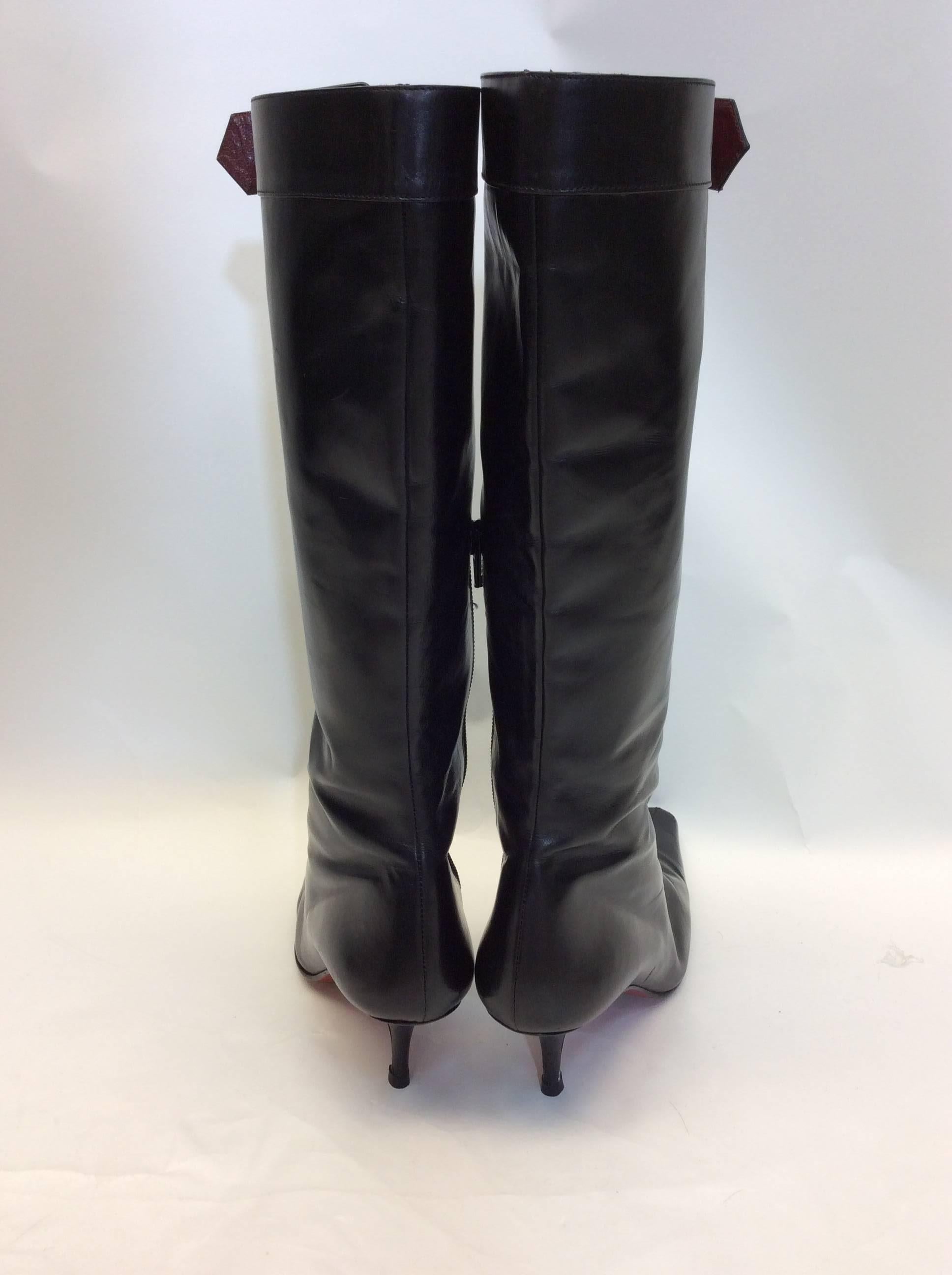 Christian Louboutin Black Leather Buckle Boots In Good Condition For Sale In Narberth, PA