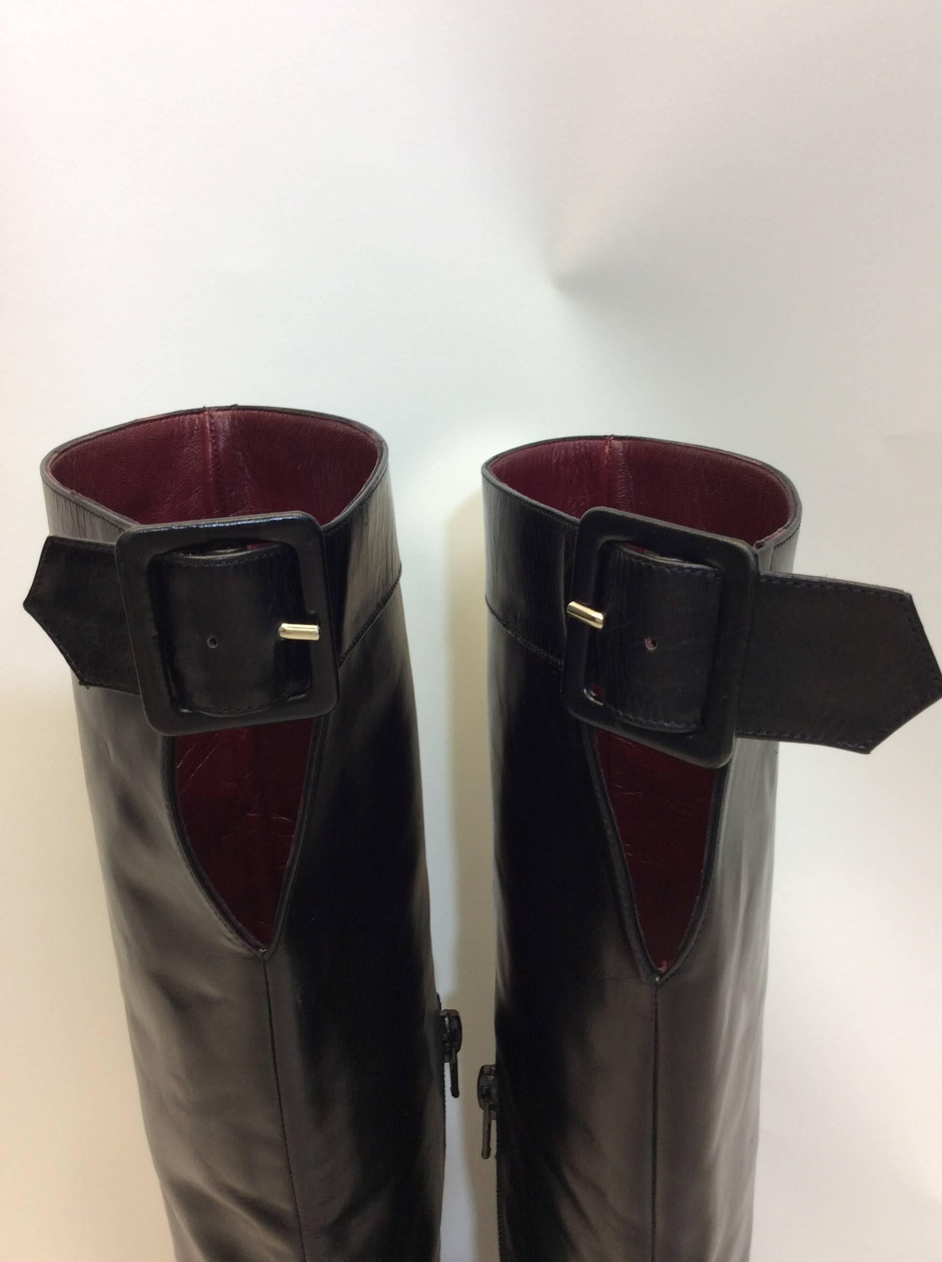 Christian Louboutin Black Leather Buckle Boots For Sale 1