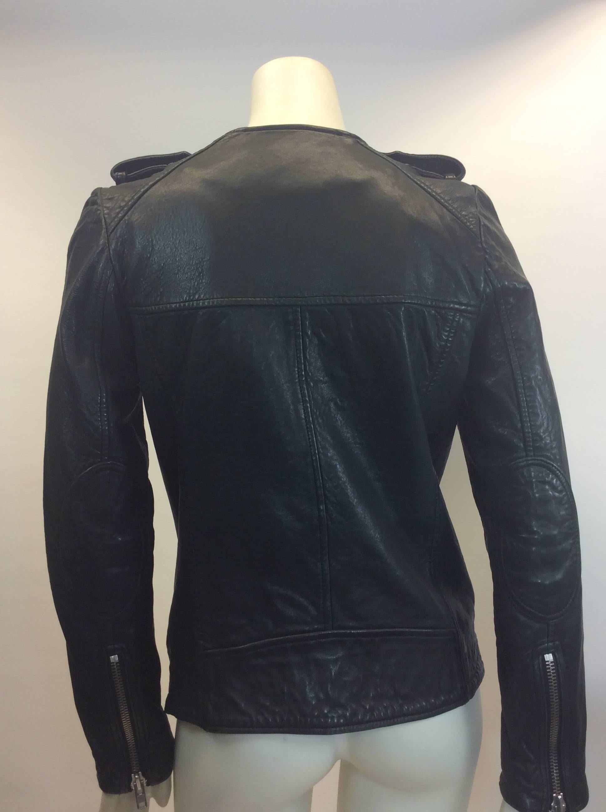 Black Isabel Marant Leather Moto Jacket  For Sale