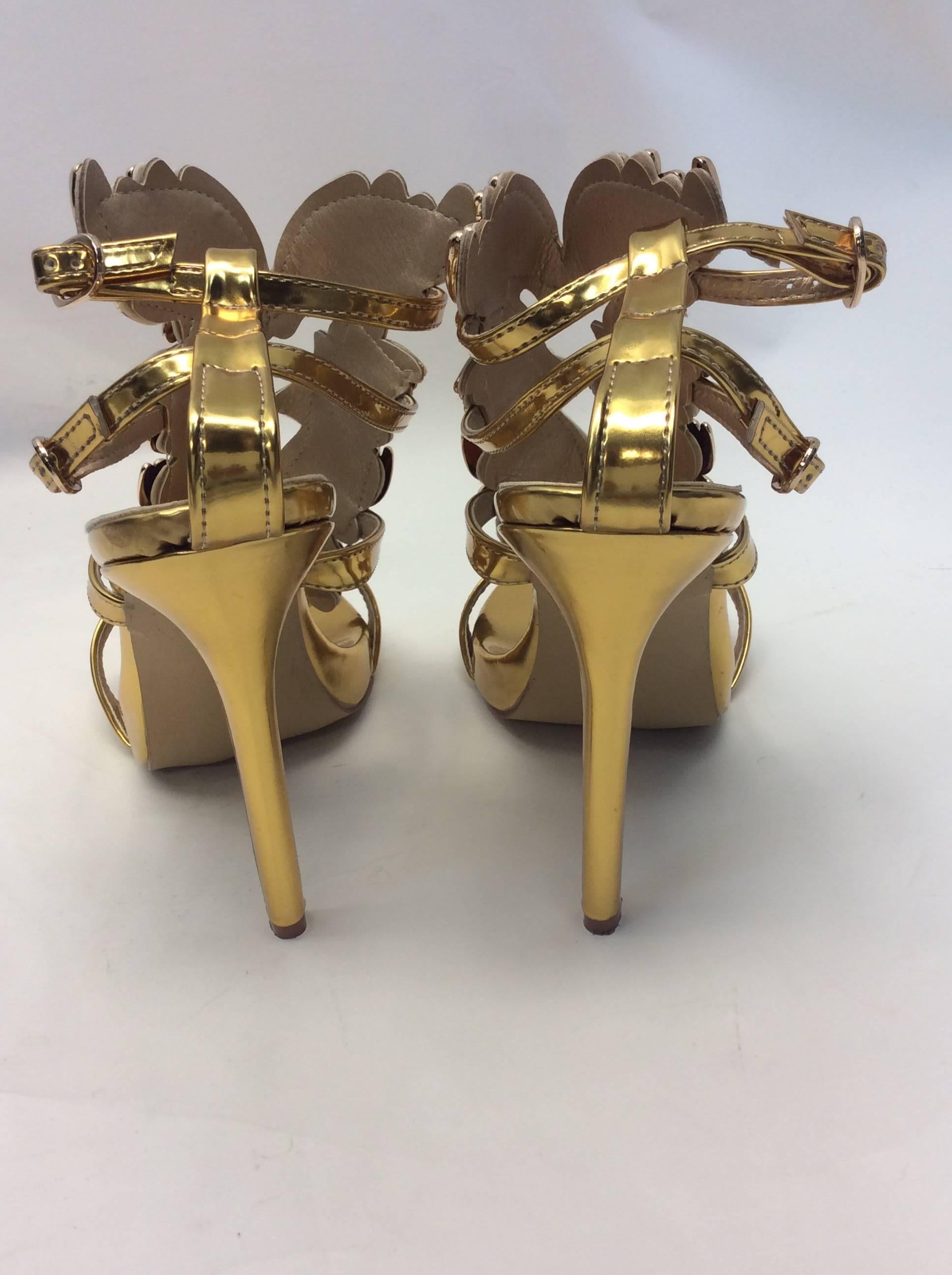 Guiseppe Zanotti Metal Wing Strappy Heels In Excellent Condition For Sale In Narberth, PA