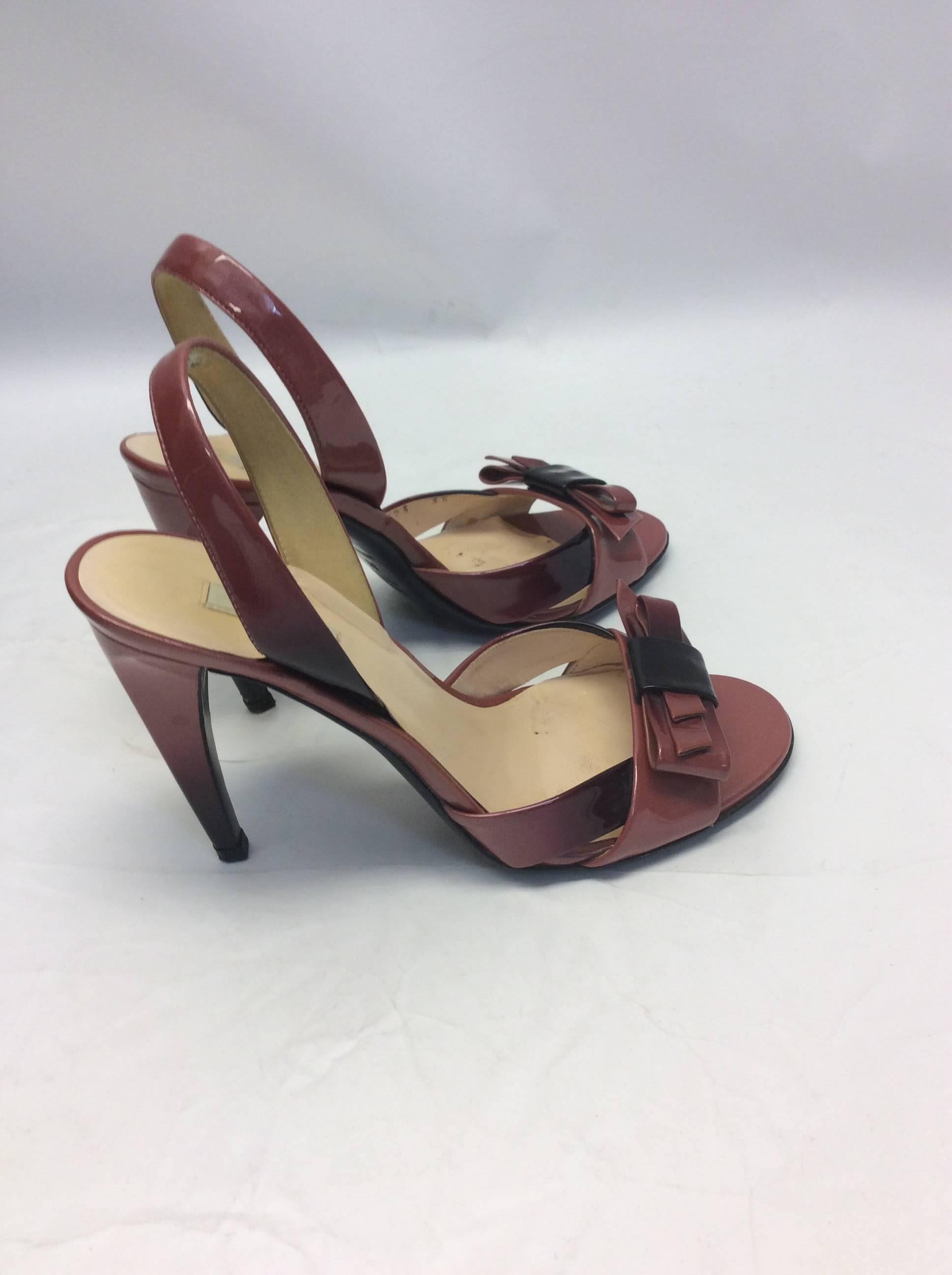 Brown Prada Pink Ombre Patent Bow Heels For Sale
