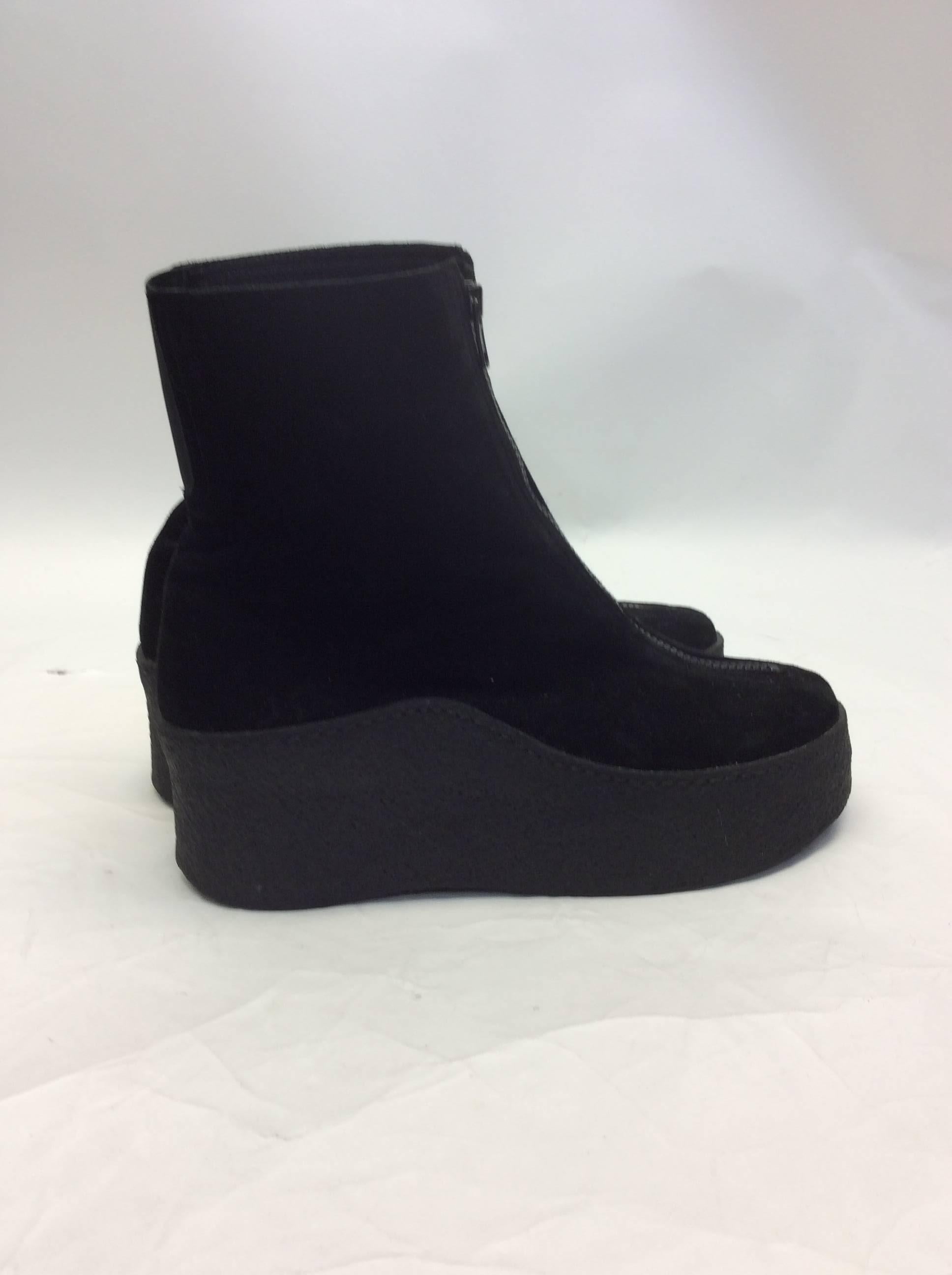 Black Robert Clergie Platform Suede Zip Ankle Boots For Sale