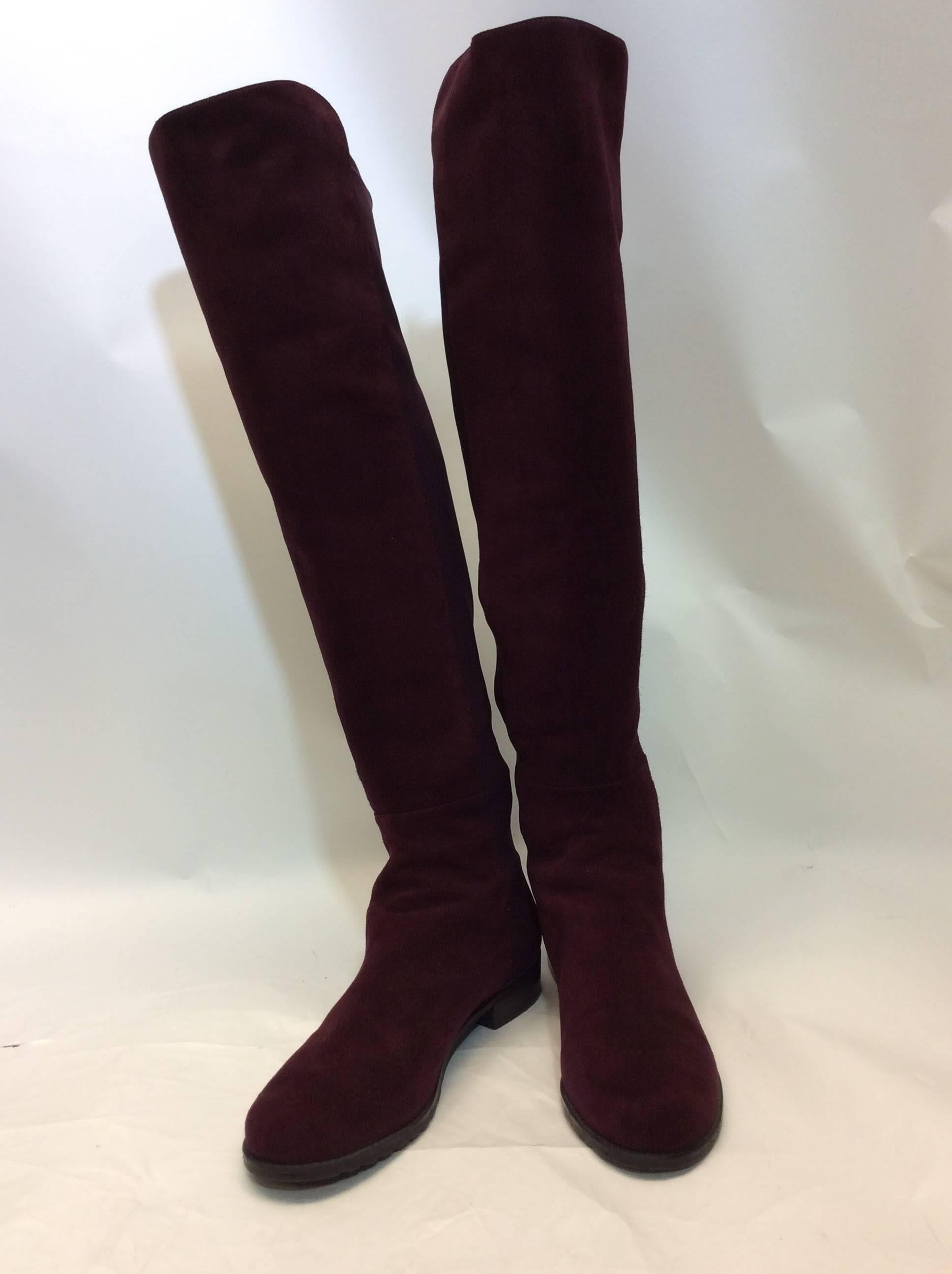 Stuart Weitzman Oxblood Suede Over The Knee Boots In New Condition For Sale In Narberth, PA