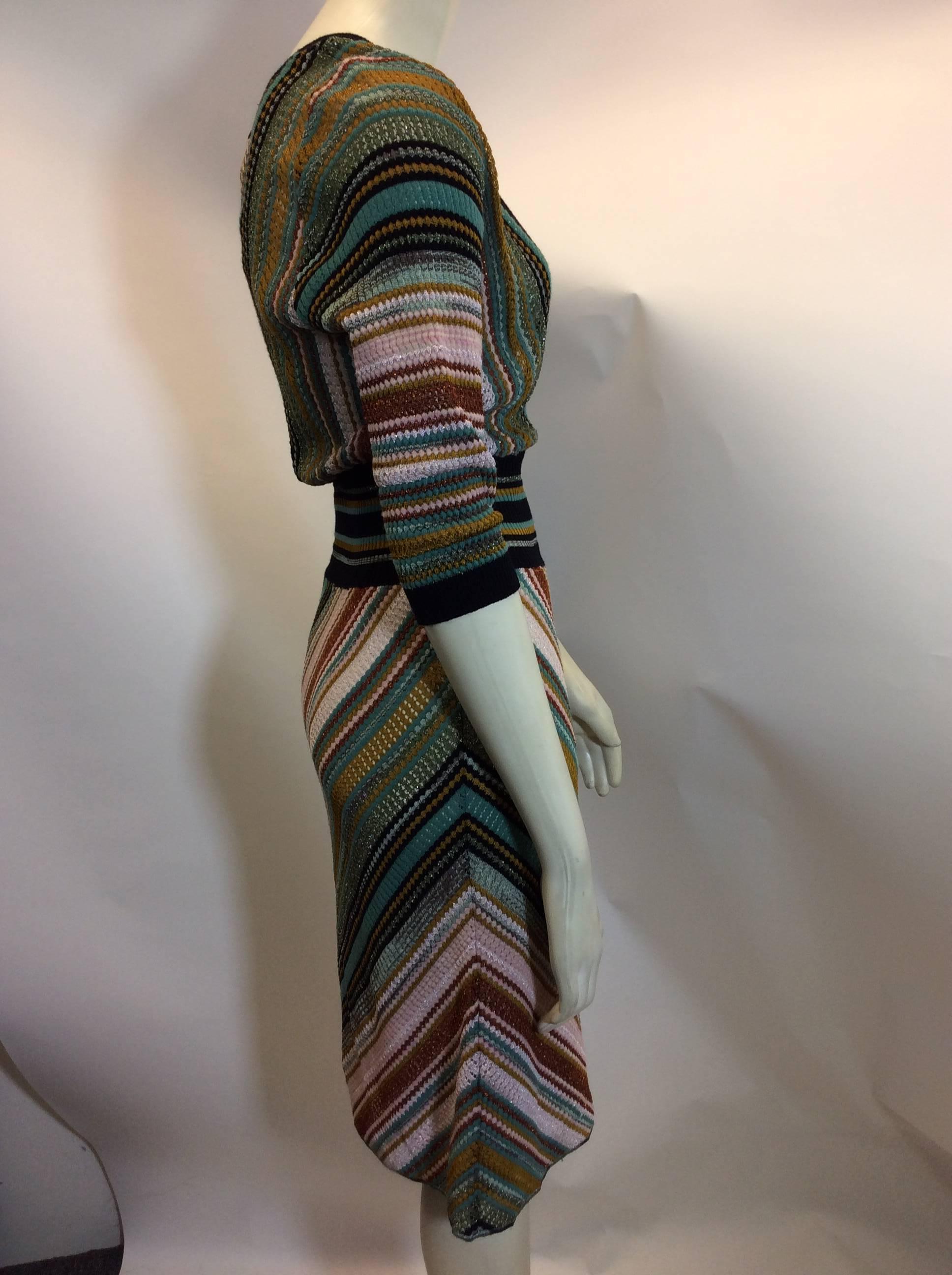 Missoni V Neck Striped Dress In Excellent Condition For Sale In Narberth, PA