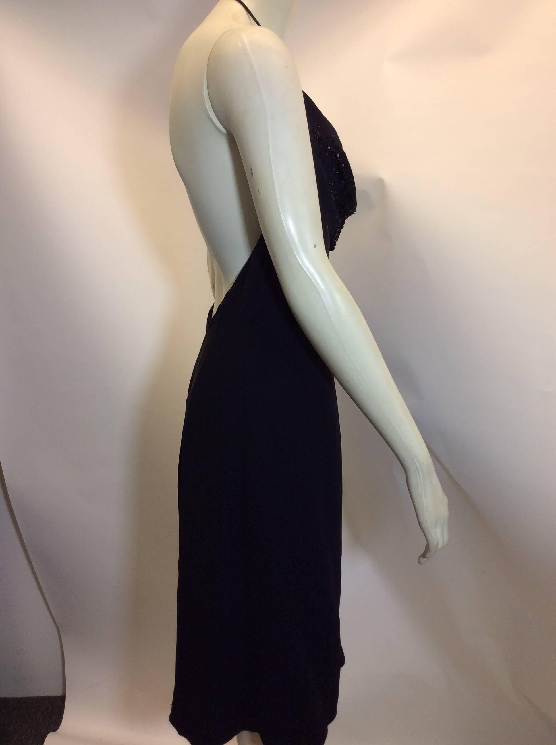 Black Armani Collezioni NWT Beaded Halter Dress For Sale