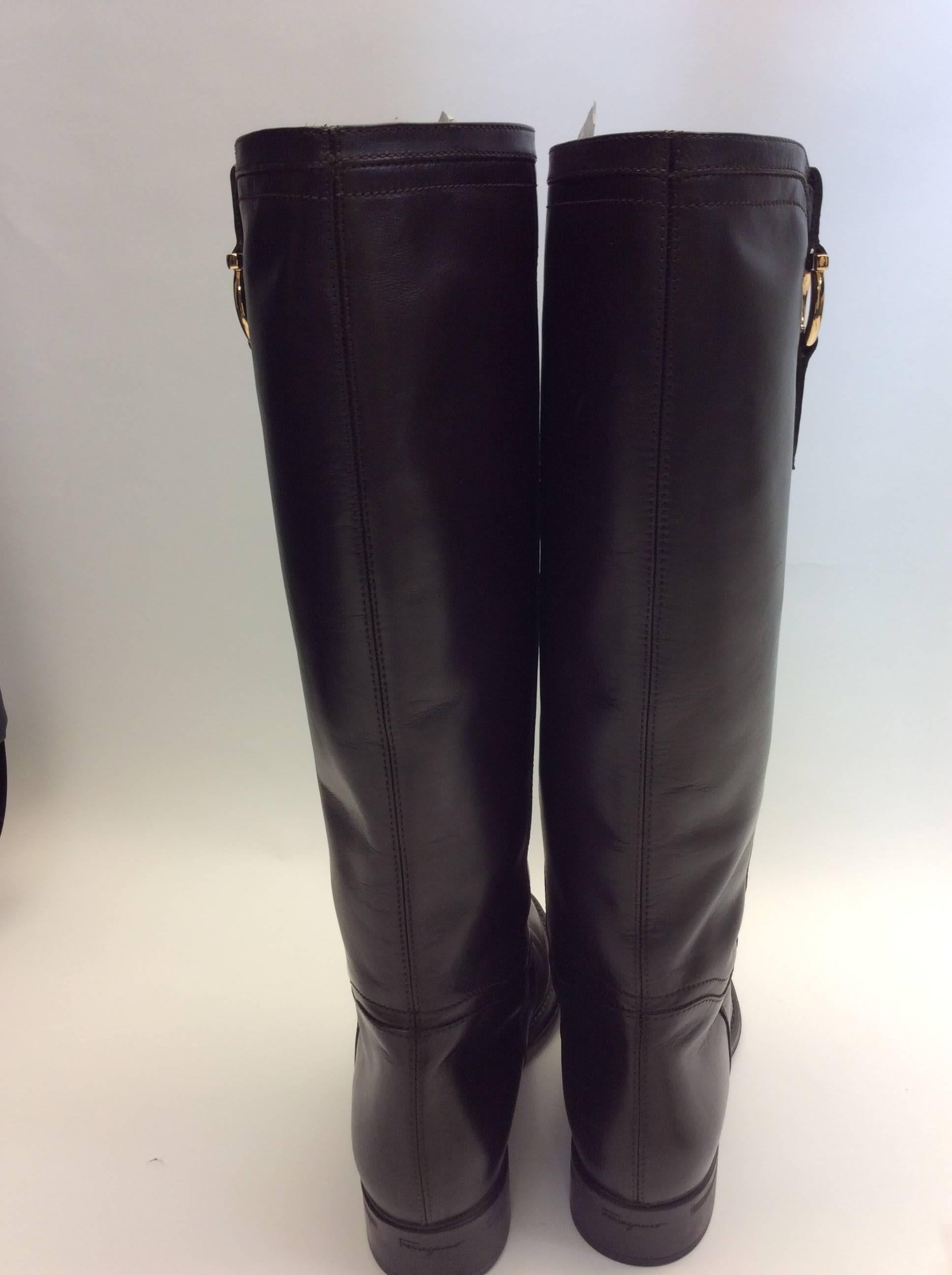 Salvatore Ferragamo Leather Riding Boot In Excellent Condition For Sale In Narberth, PA