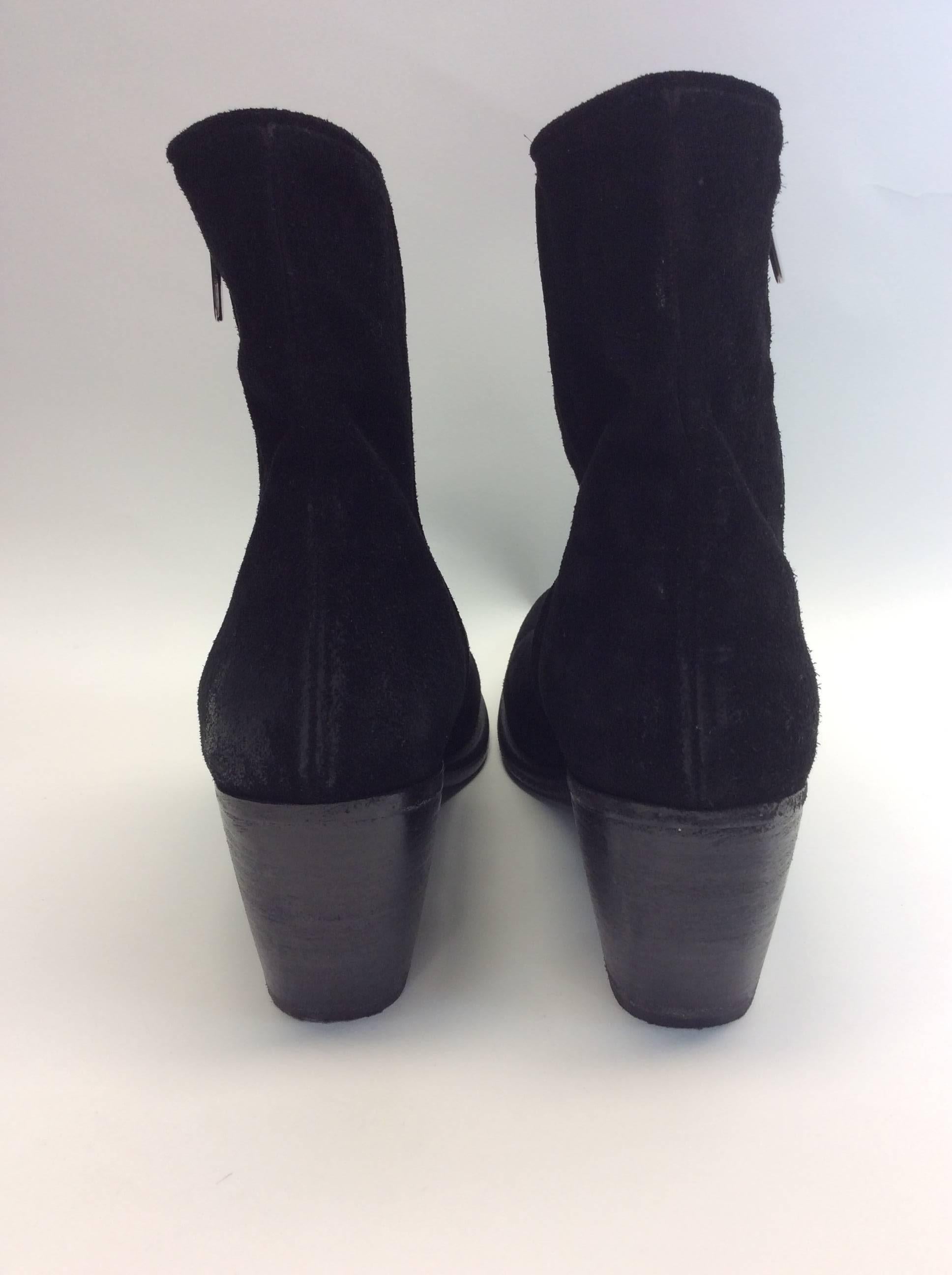Barney's  Black Suede Ankle Booties In Excellent Condition For Sale In Narberth, PA