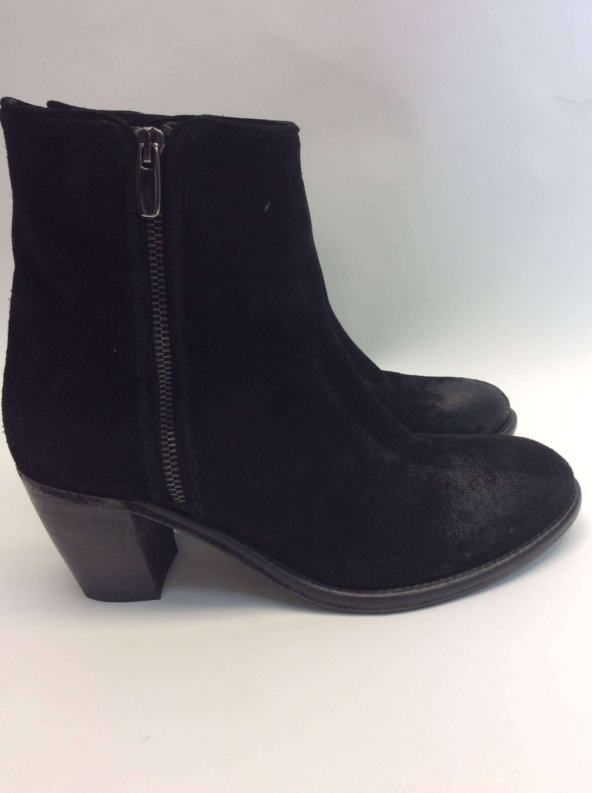 Women's Barney's  Black Suede Ankle Booties For Sale